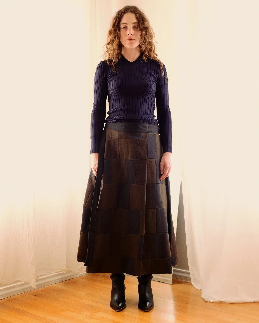 Wool Brick Wrap Skirt