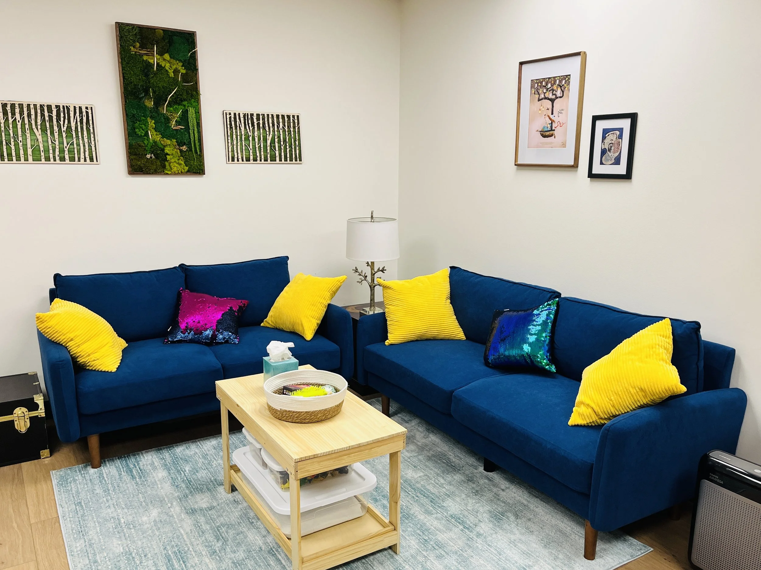 Calming and comforting therapy space for adults and families in Denver and Lakewood