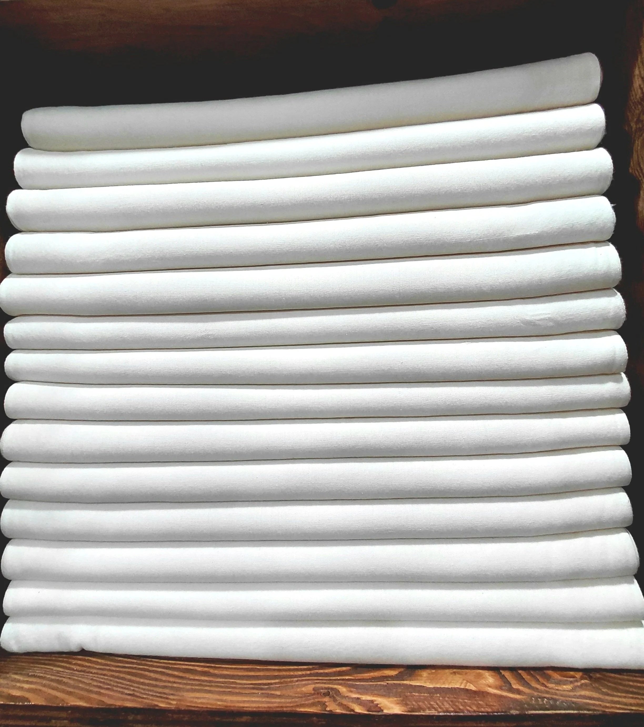 A stack of soft white sochang fabric made in Ganghwa. Sochang is the ultimate Korean household cloth with centuries of history.