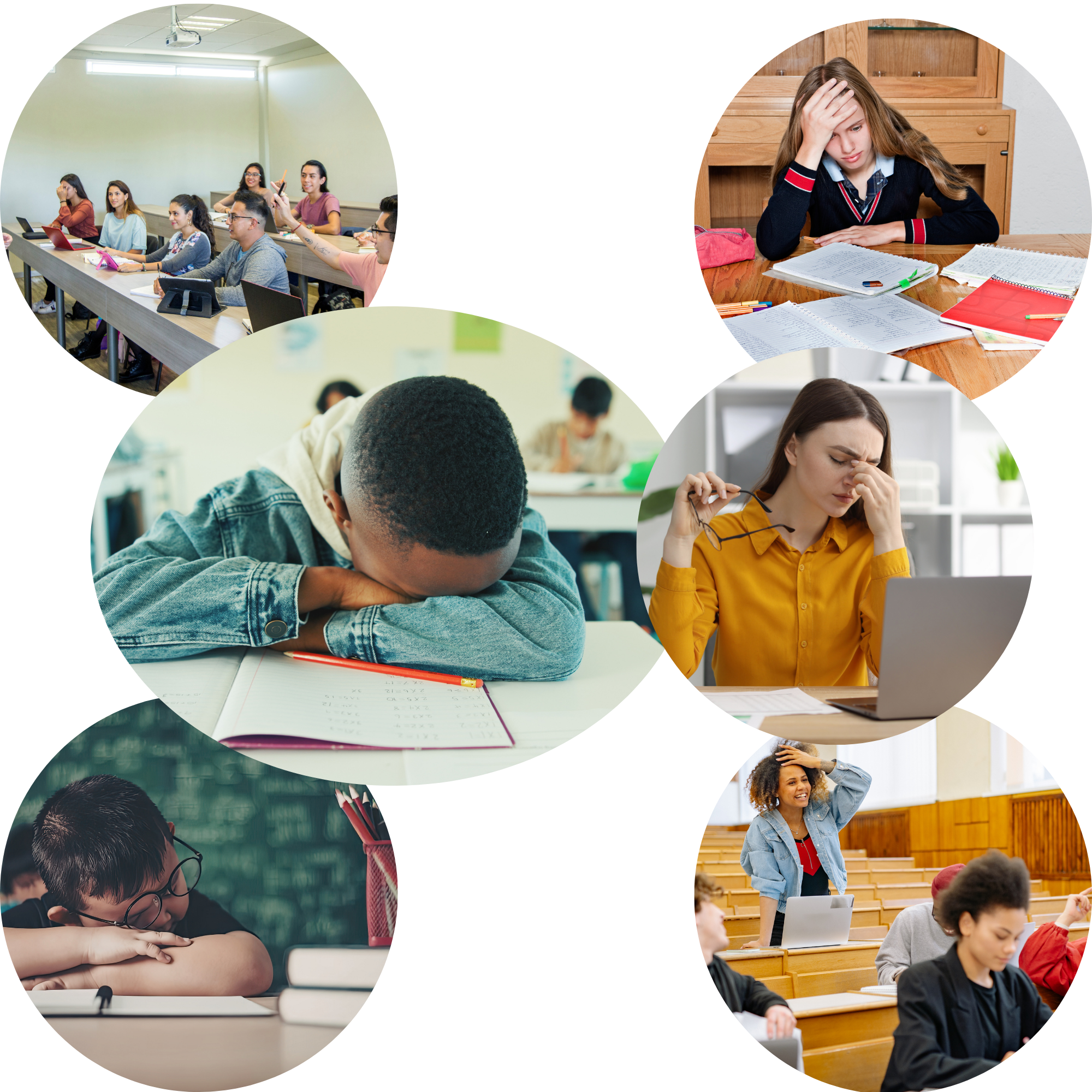 5 pictures of overwhelmed students