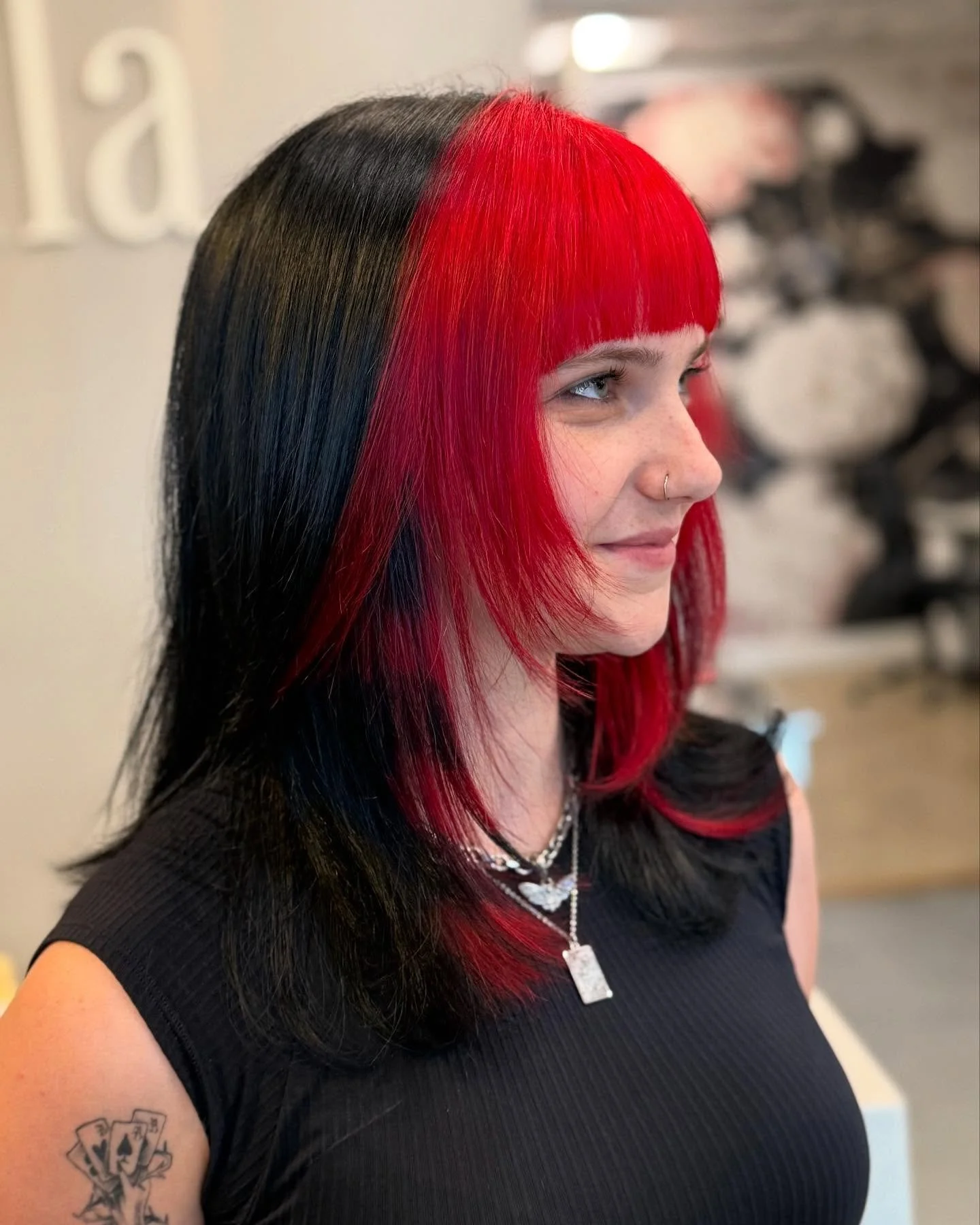 🖤 Raccoon tail &hearts;️ call and book your appointment with Ashley 
#lucabellasalon #hairinoc #raccoontailhair #trend #anaheimhills #orangecounty #hair #red #black