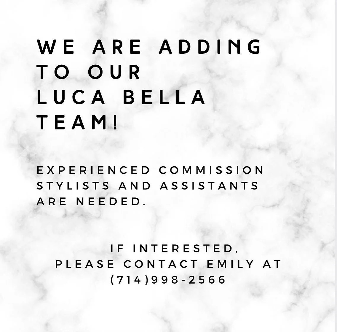 Contact Emily if interested in joining our salon family!✨ 
&bull;(714)998-2566