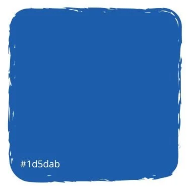 a solid blue square with a rough border and a small code snippet '#1d5dab' in the bottom left corner