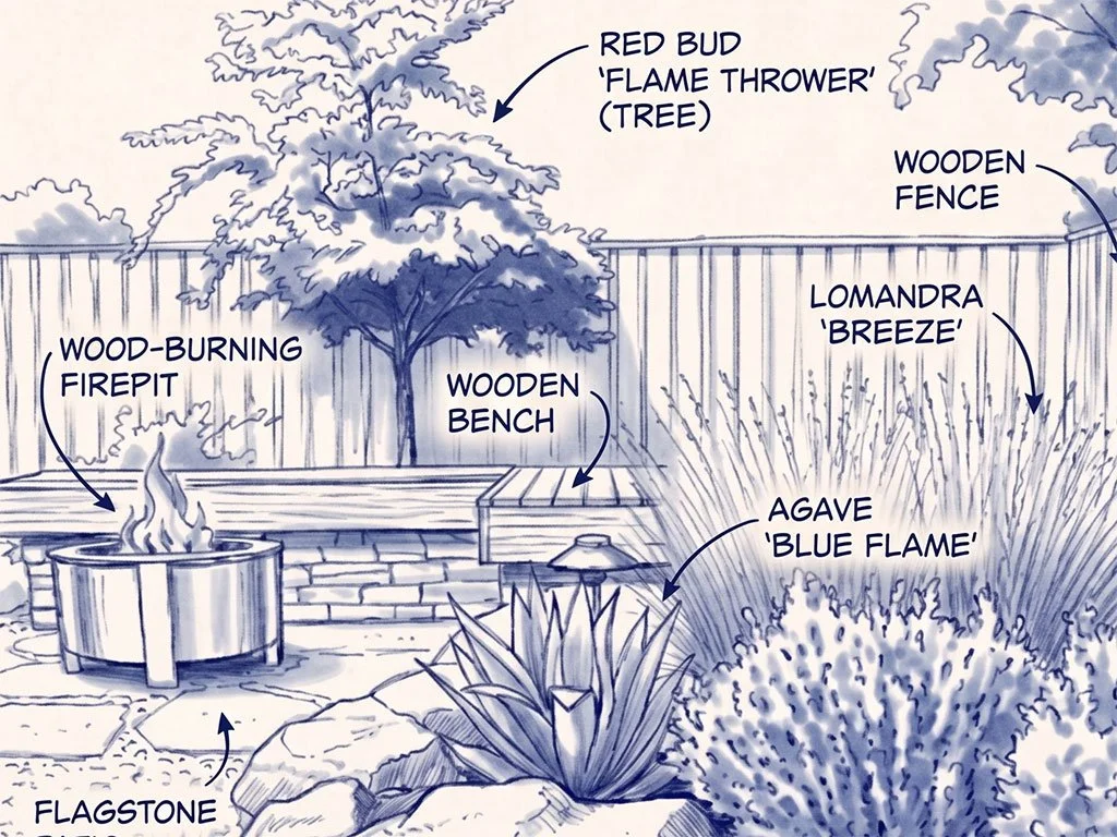 landscape firepit drawing