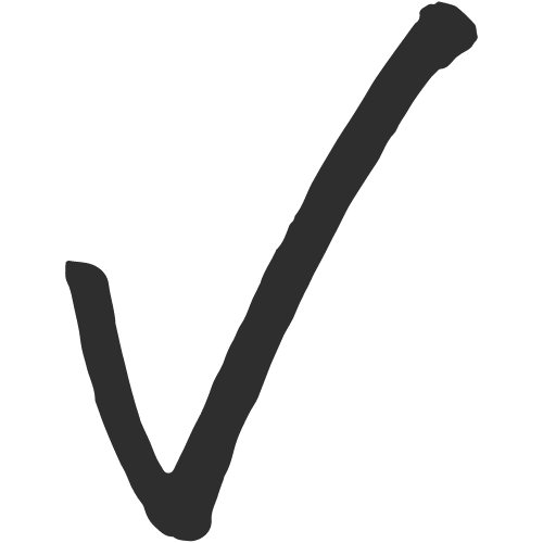A black checkmark on a transparent background.