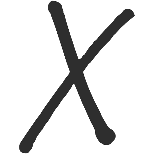 Black letter X on a clear background