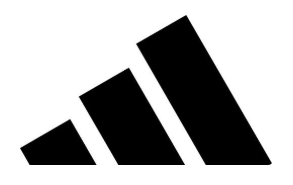 Black Adidas logo on a white background