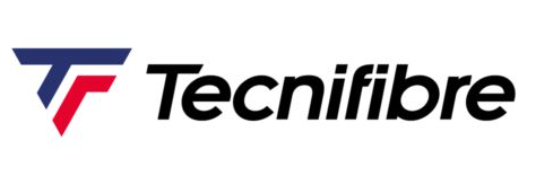 Tecnifibre logo with stylized T and F in red and blue