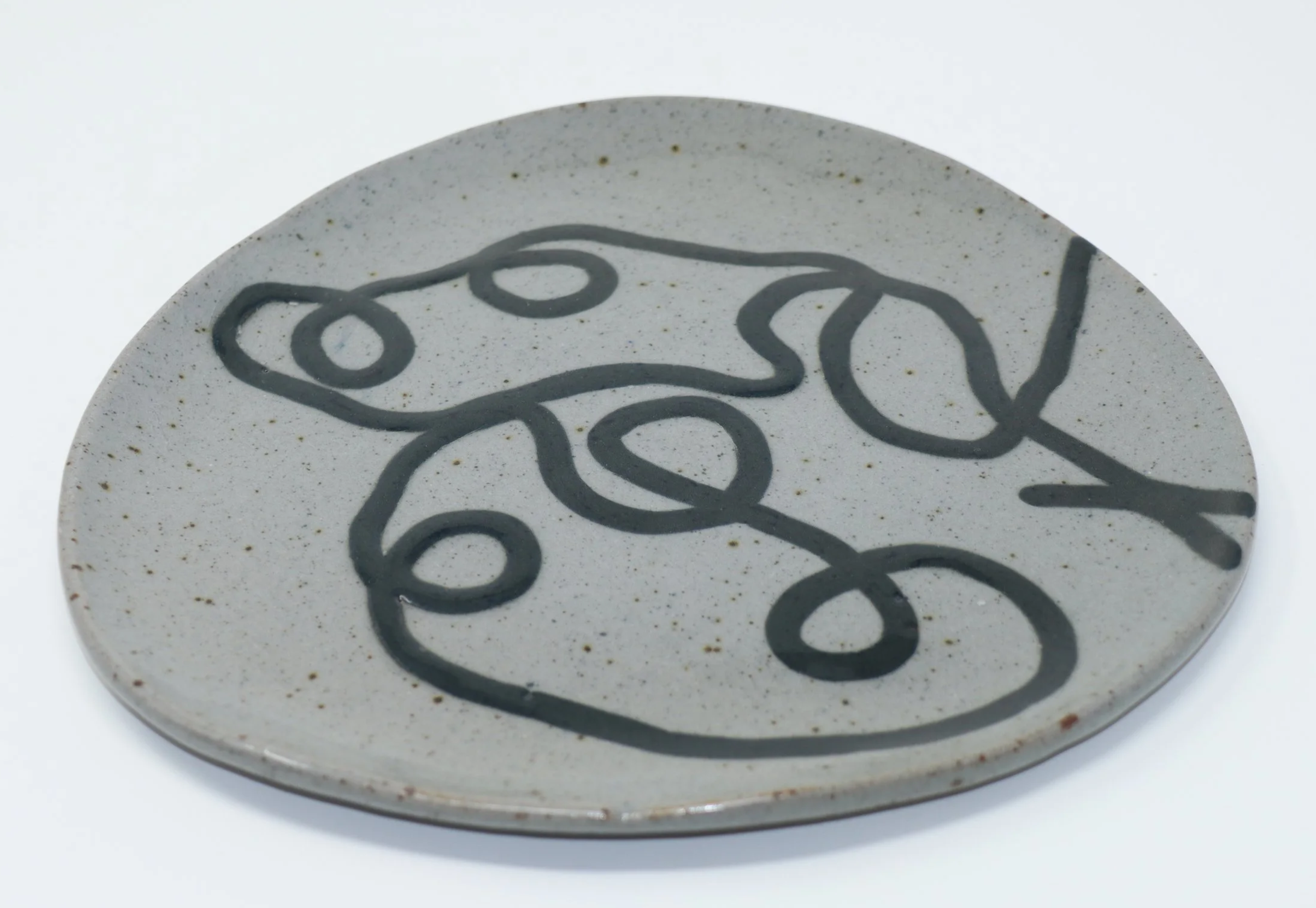 Grey & Black Squiggle Plate, 2025