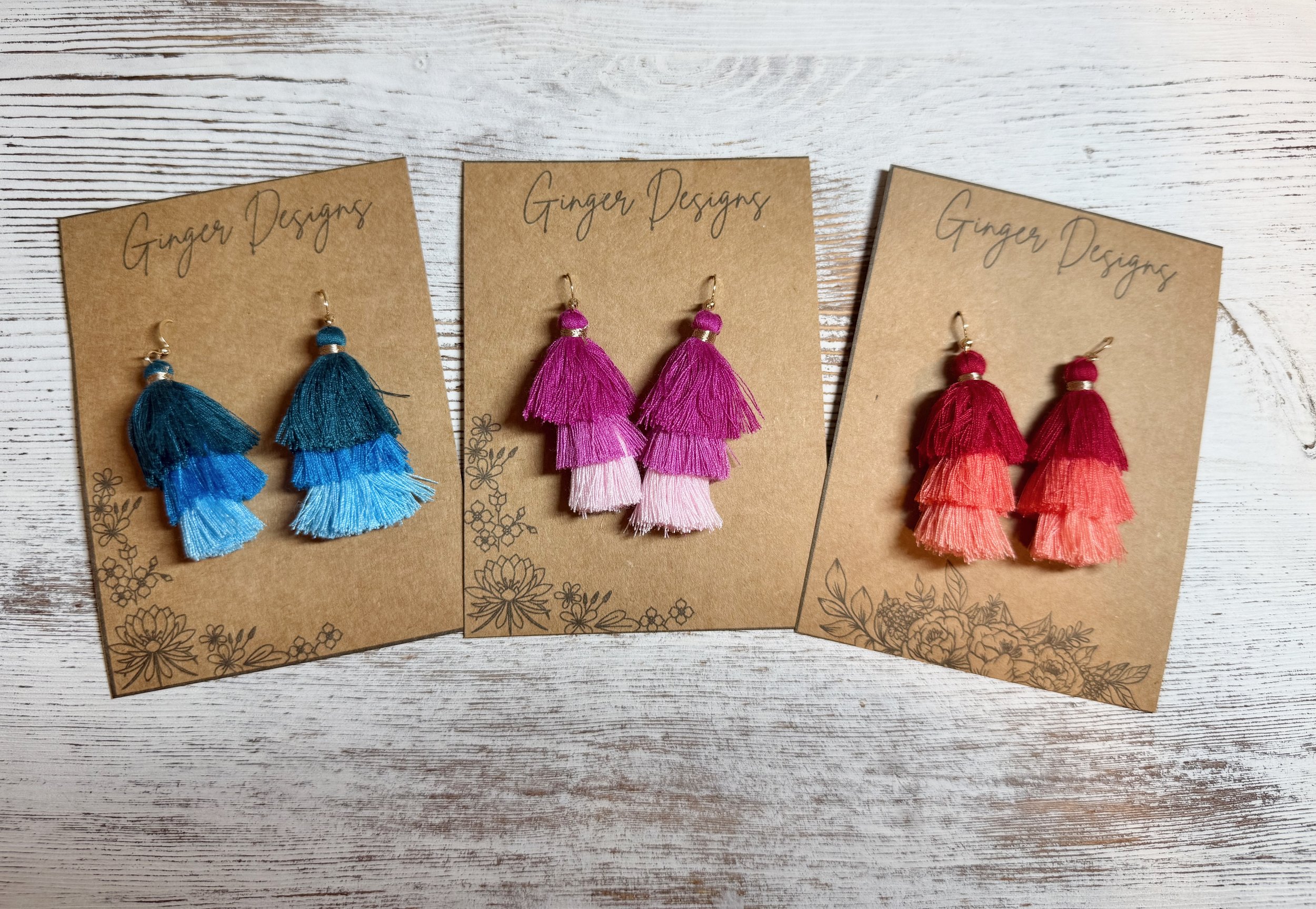 Tripple Tassel Layered Fringe Earrings