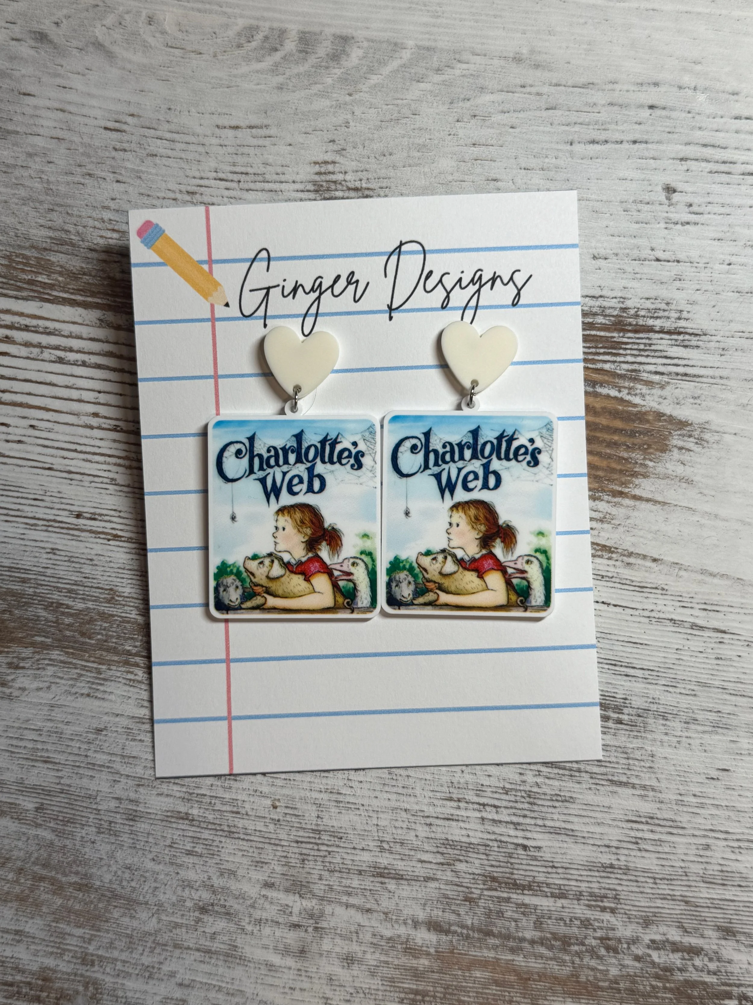 Charolette’s Web Book Cover Earrings
