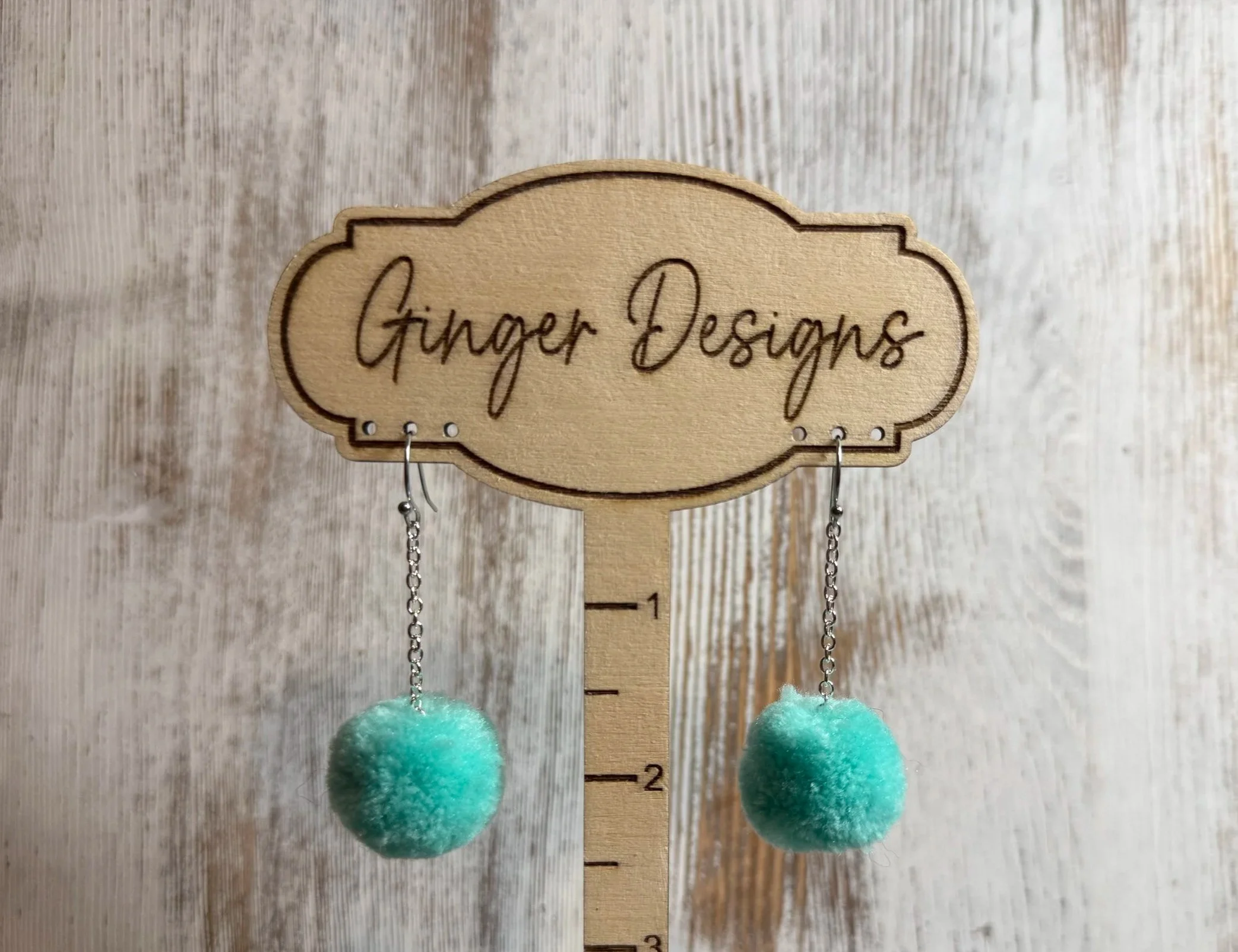 Aqua Delight Pom Pom Earrings