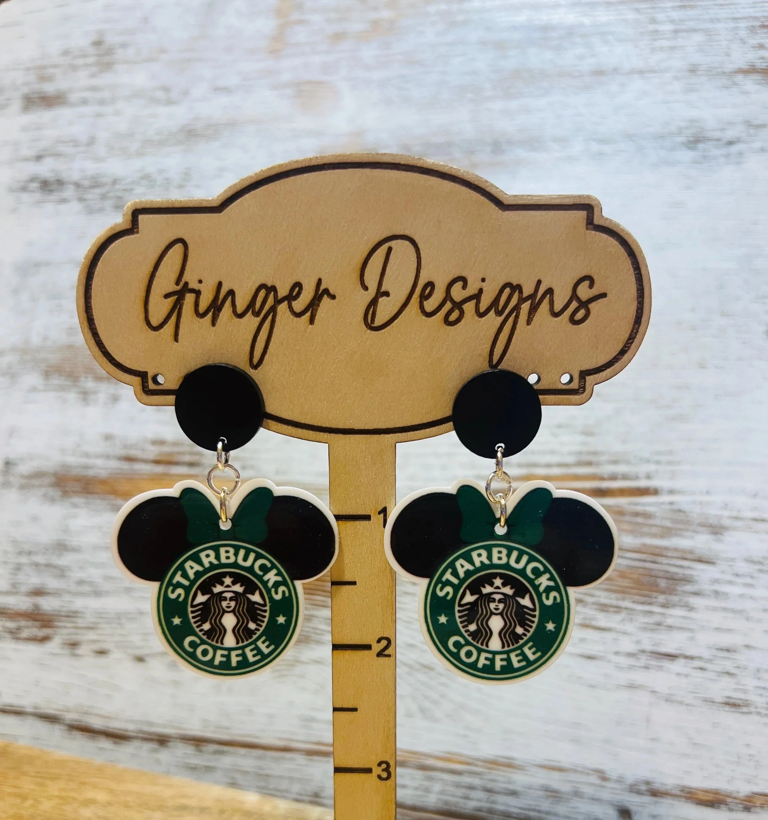 Mouse Ear Starbucks Logo Earrings