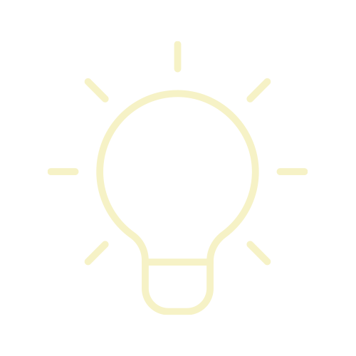 Icon of a lightbulb with rays surrounding it, symbolizing an idea or illumination.
