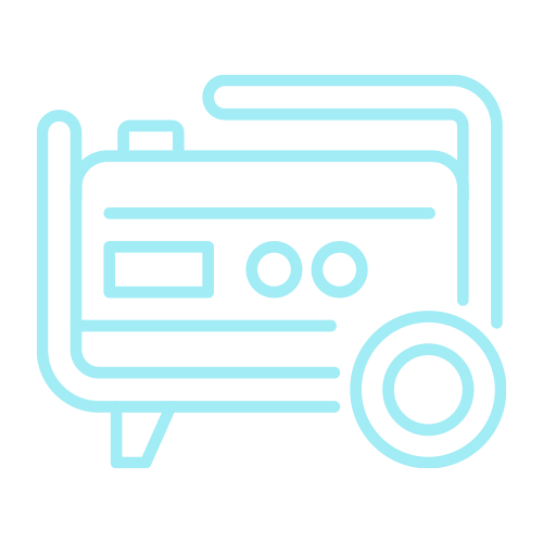 An icon of a projector with a circular lens on a black background.