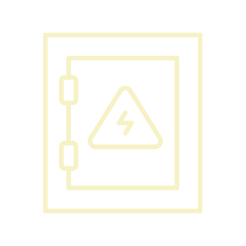 Illustration of a safe or electrical panel with a warning icon indicating electrical hazard.