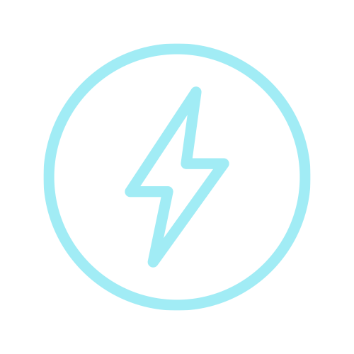 Icon of a blue lightning bolt inside a circle on a black background