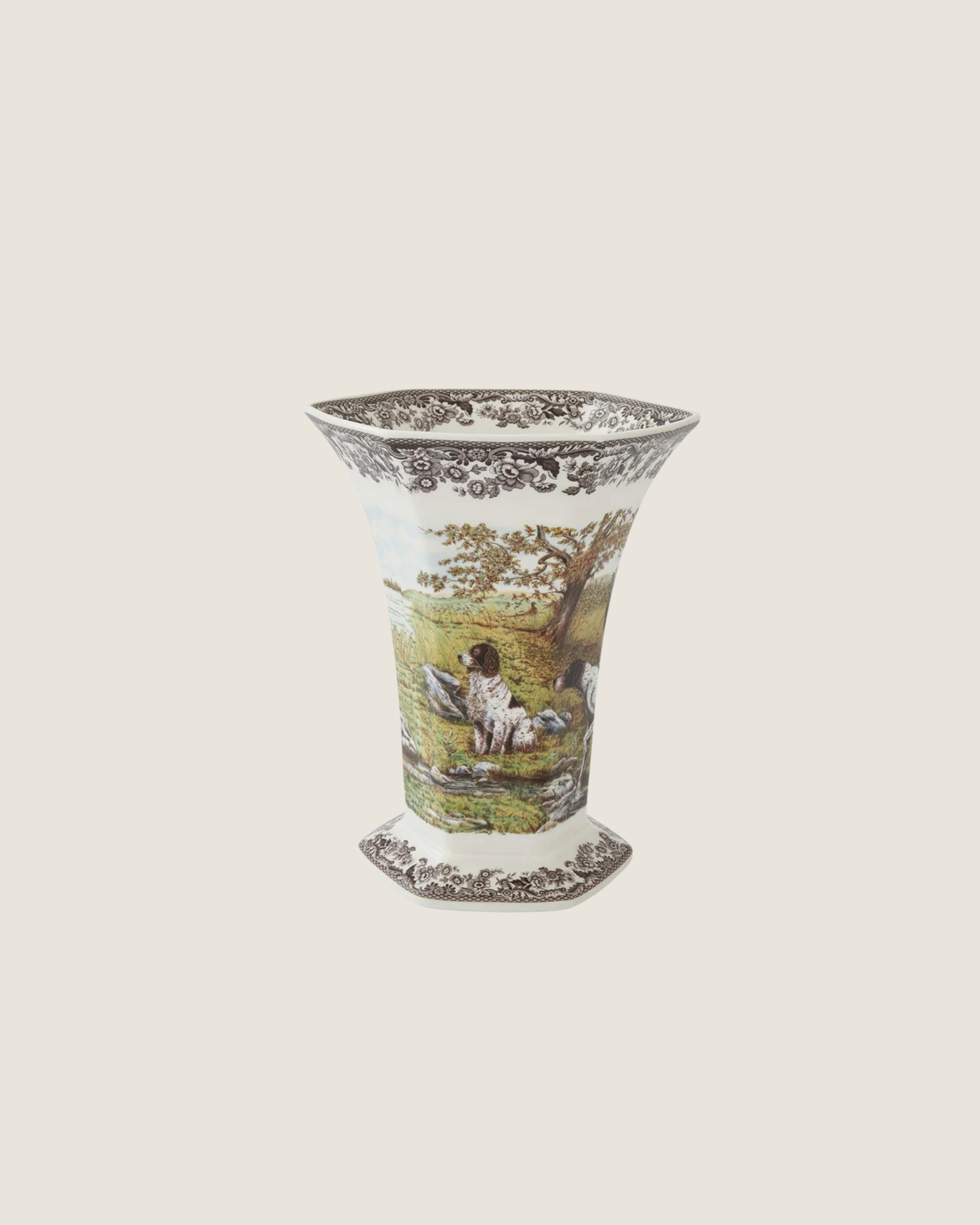 Woodland Hunting Dogs Centerpiece Vase by Spode | $295