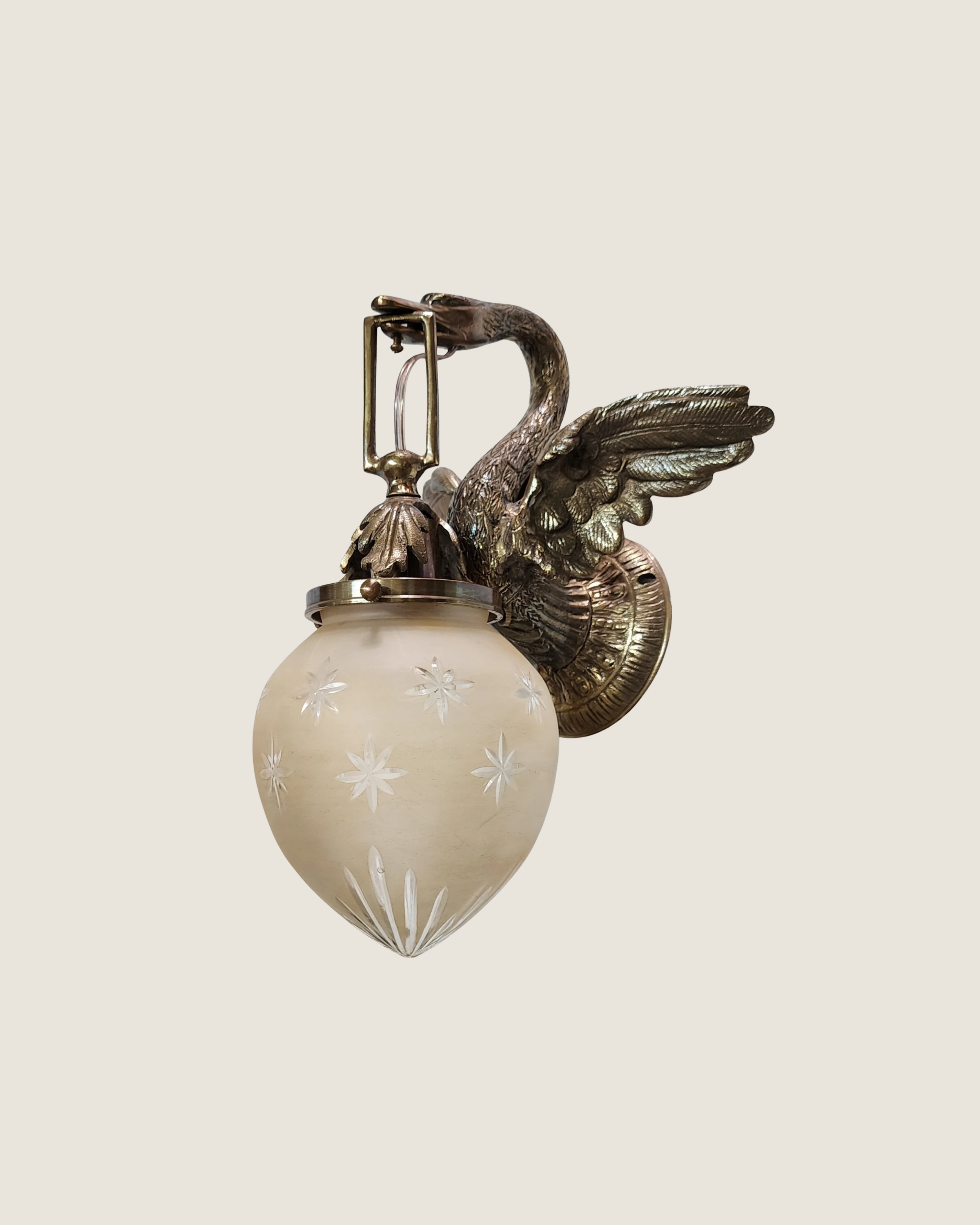 Pair Vintage Brass Swan Wall Sconces, set of 2 | $995