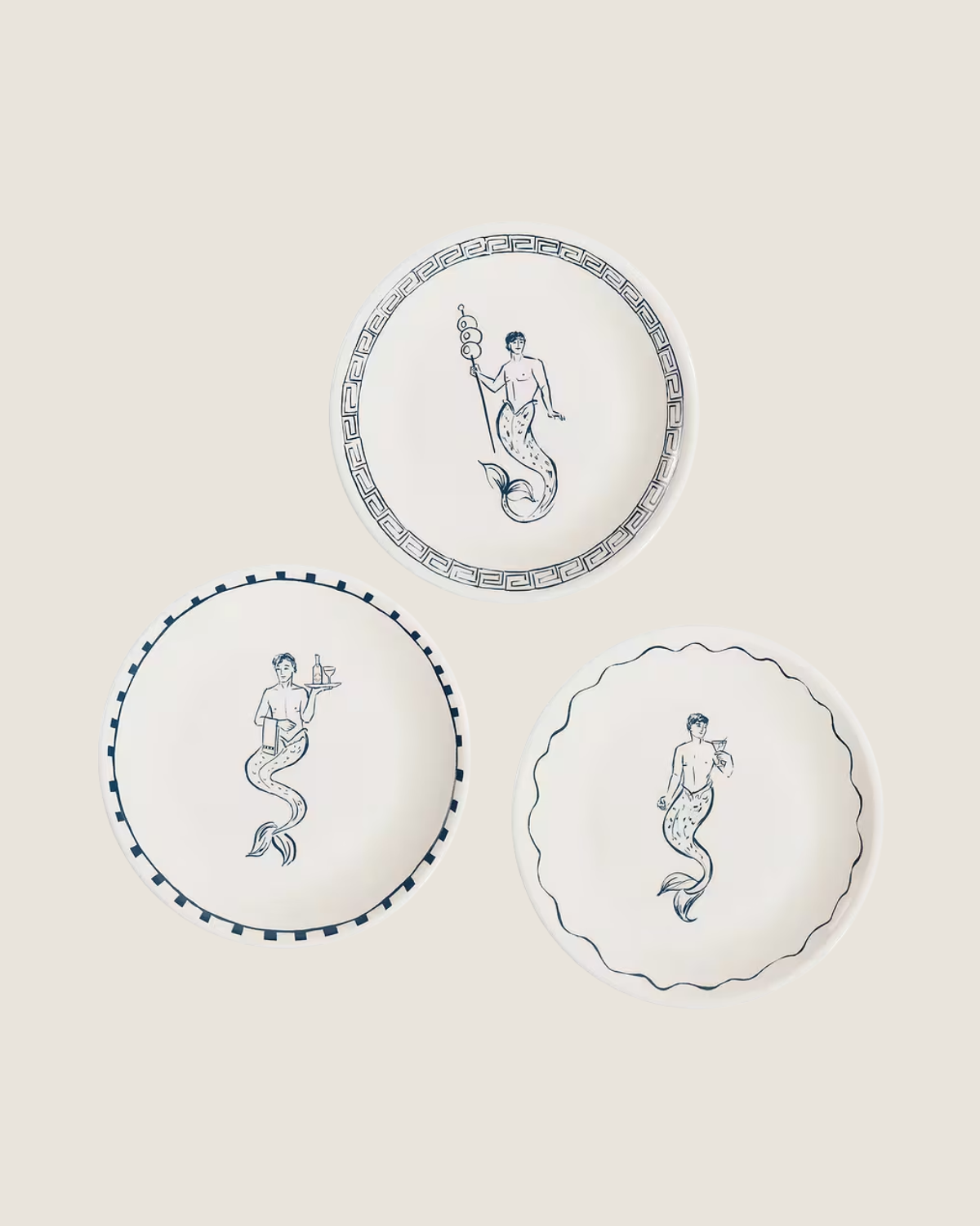 The Salty Merman Appetizer Plates, set of 3  | $98