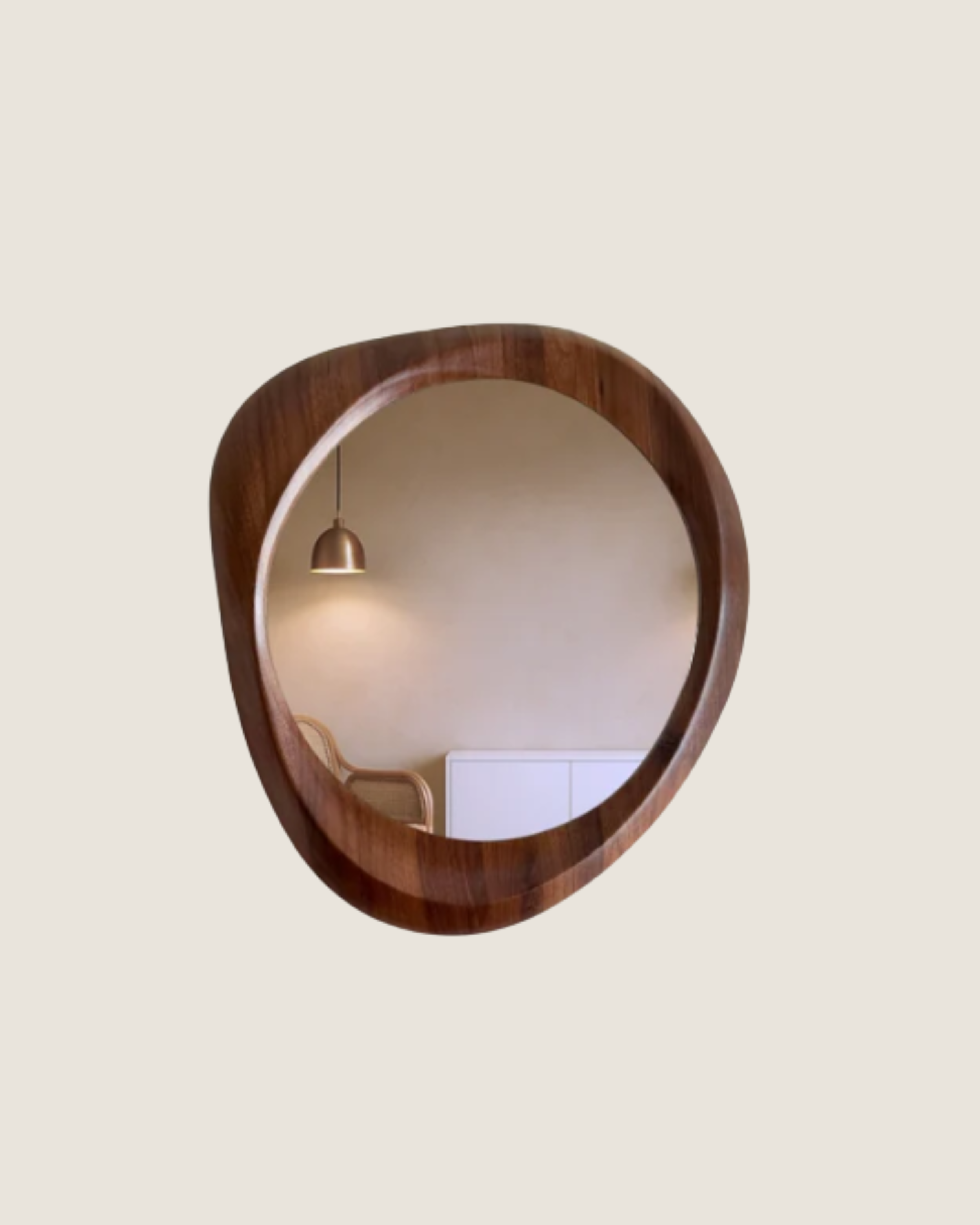 Woodworked Irregular Round Mirror | $230