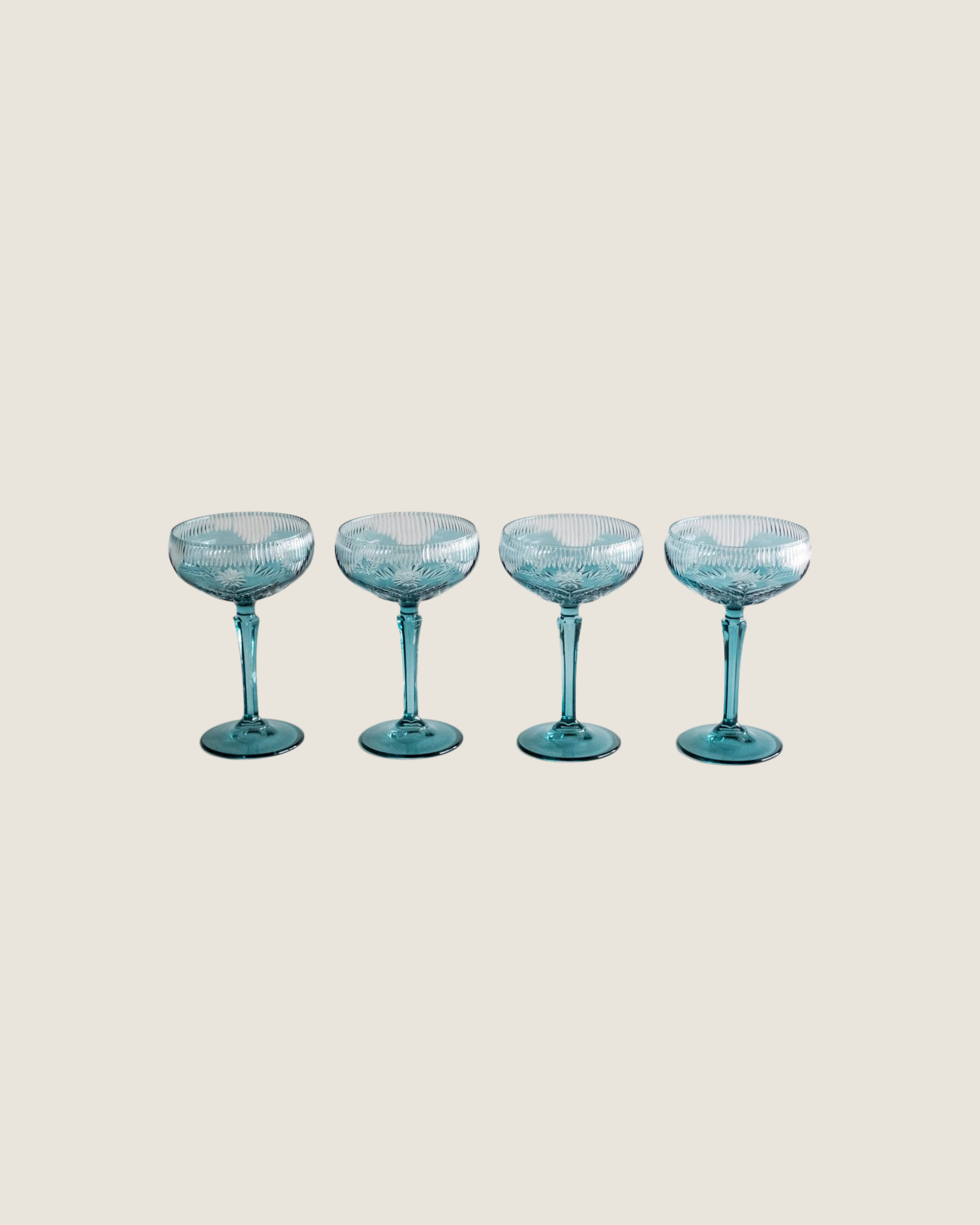Blossom Antique Cut Coupe Glasses | $119