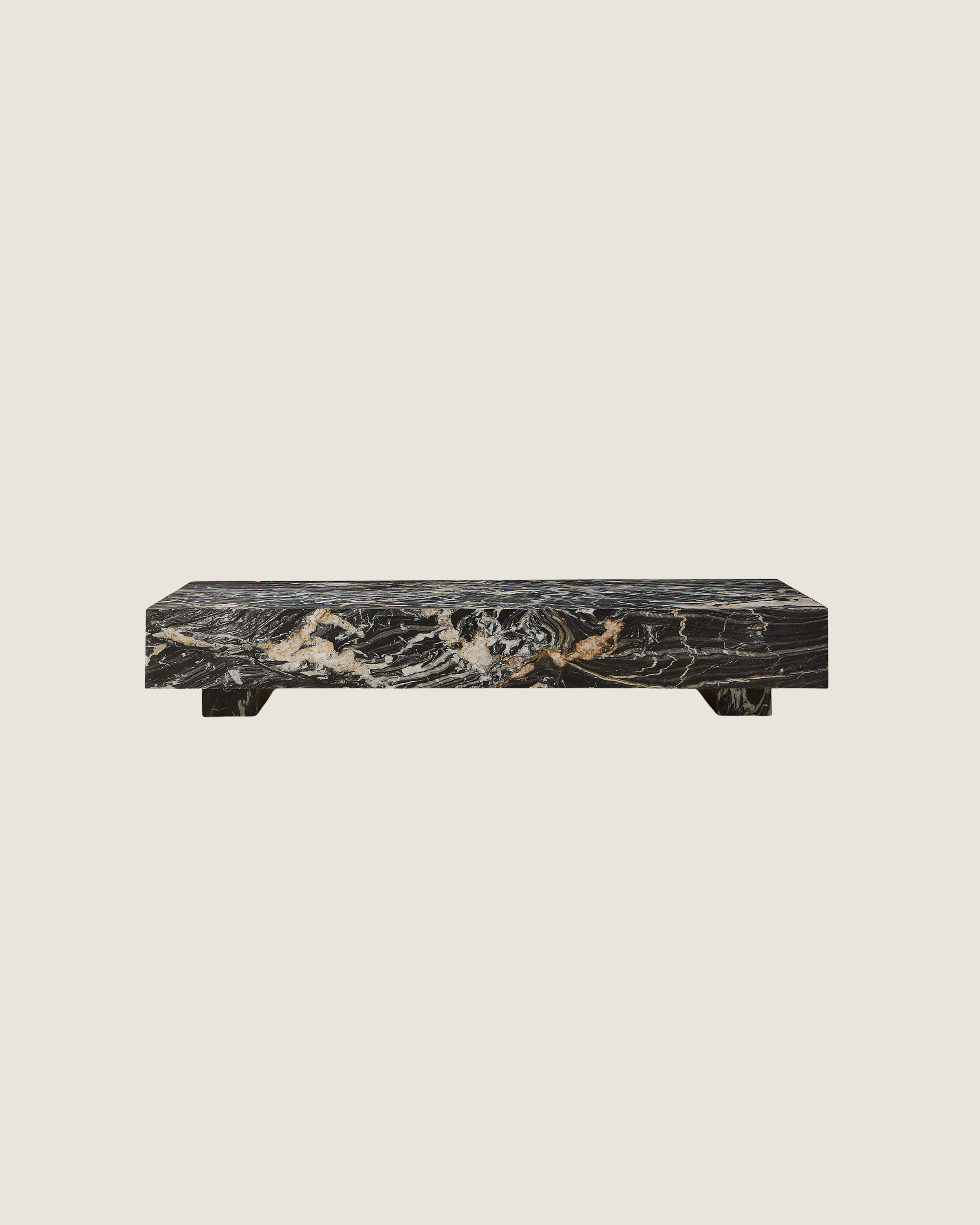 Enyo 76" Rectangular Black Marble Coffee Table | $2,299
