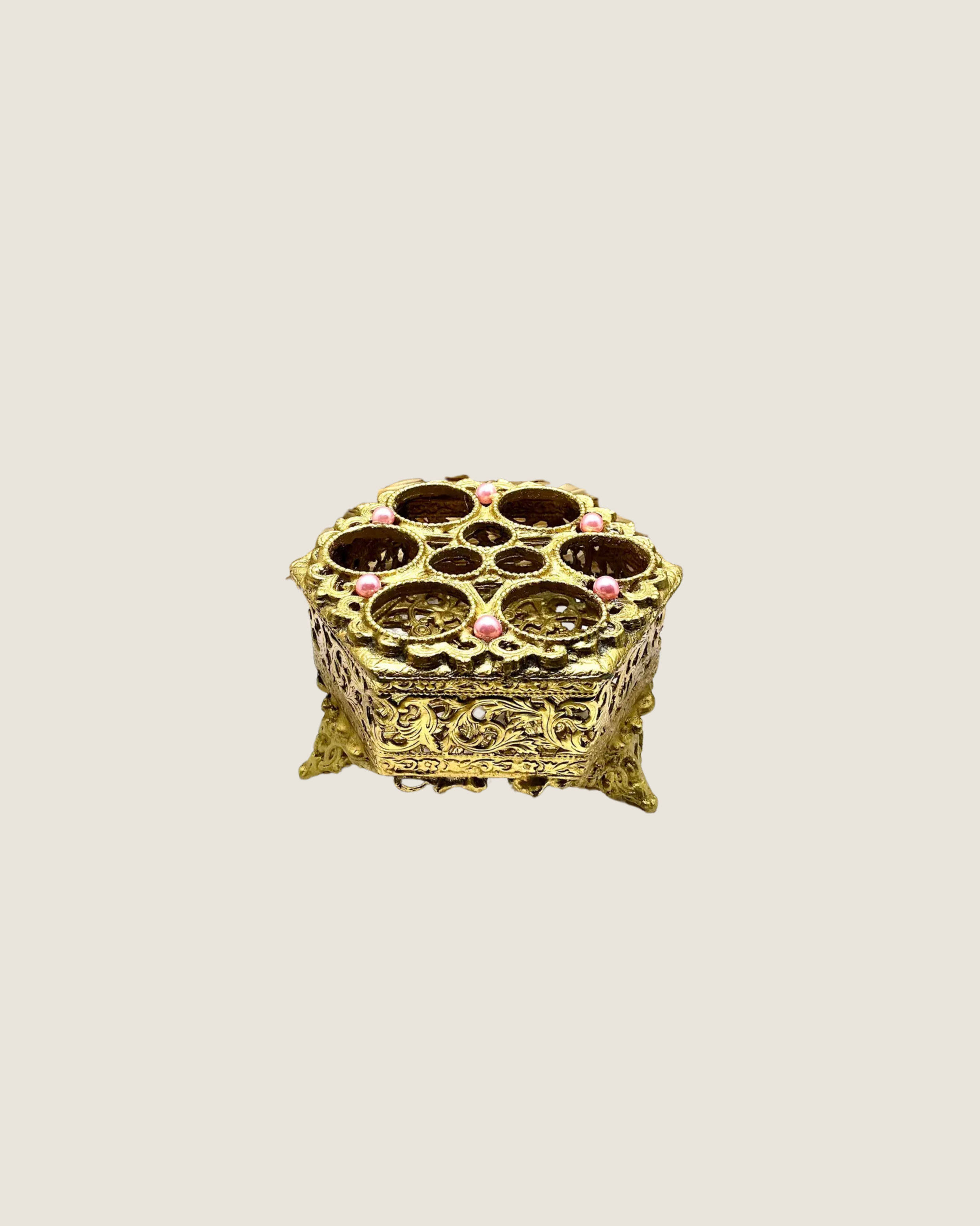 Footed Filigree Gold Lipstick Holder | $54