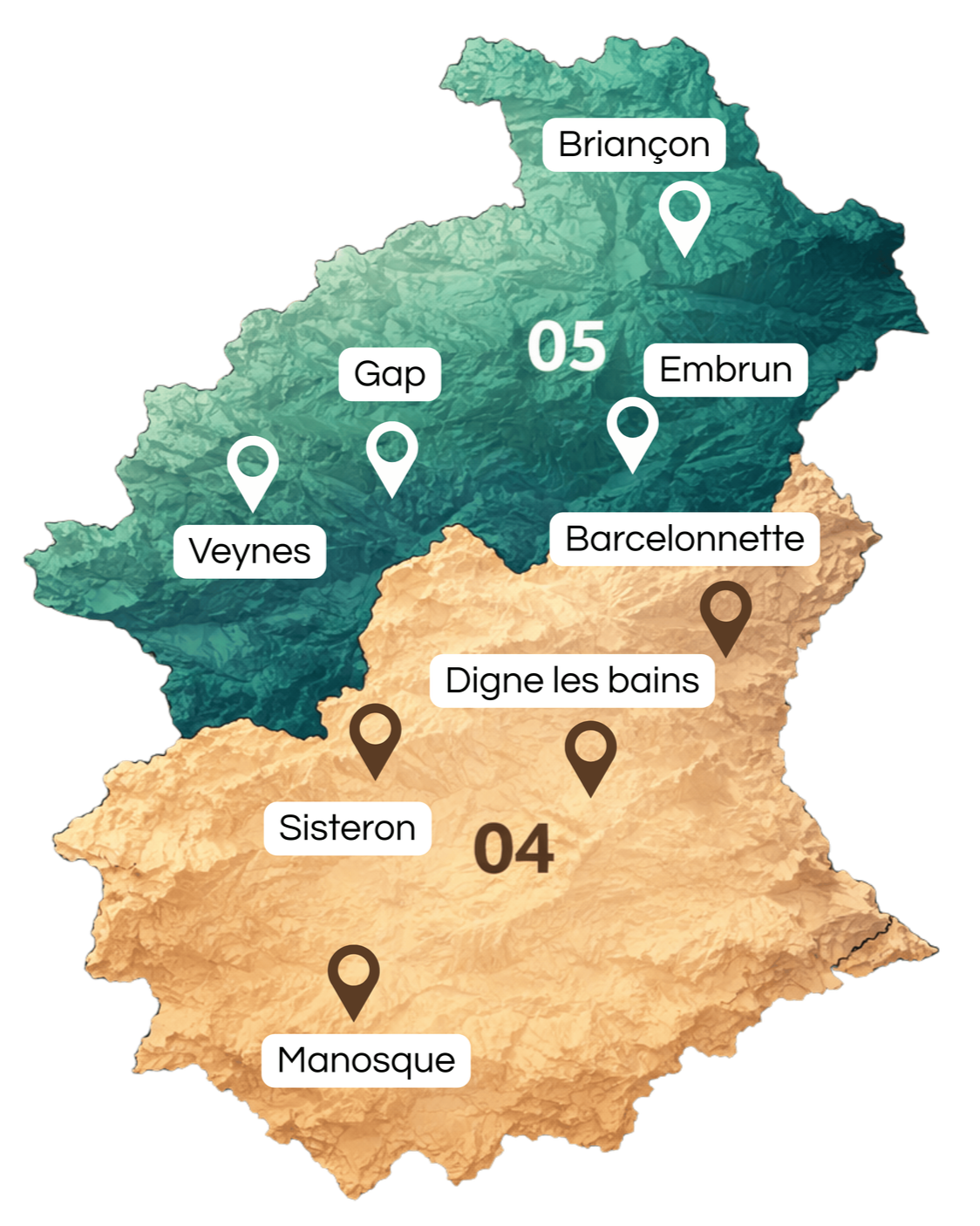 Zone d’intervention d’Alpes Express Débarras : débarras, nettoyage sensible et remise en état de logements dans les Alpes-de-Haute-Provence (04) et les Hautes-Alpes (05), notamment à Gap, Briançon, Embrun, Sisteron, Digne-les-Bains et Manosque.