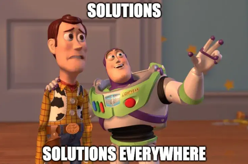 Toy Story showing Woody looking worried and Buzz Lightyear smiling