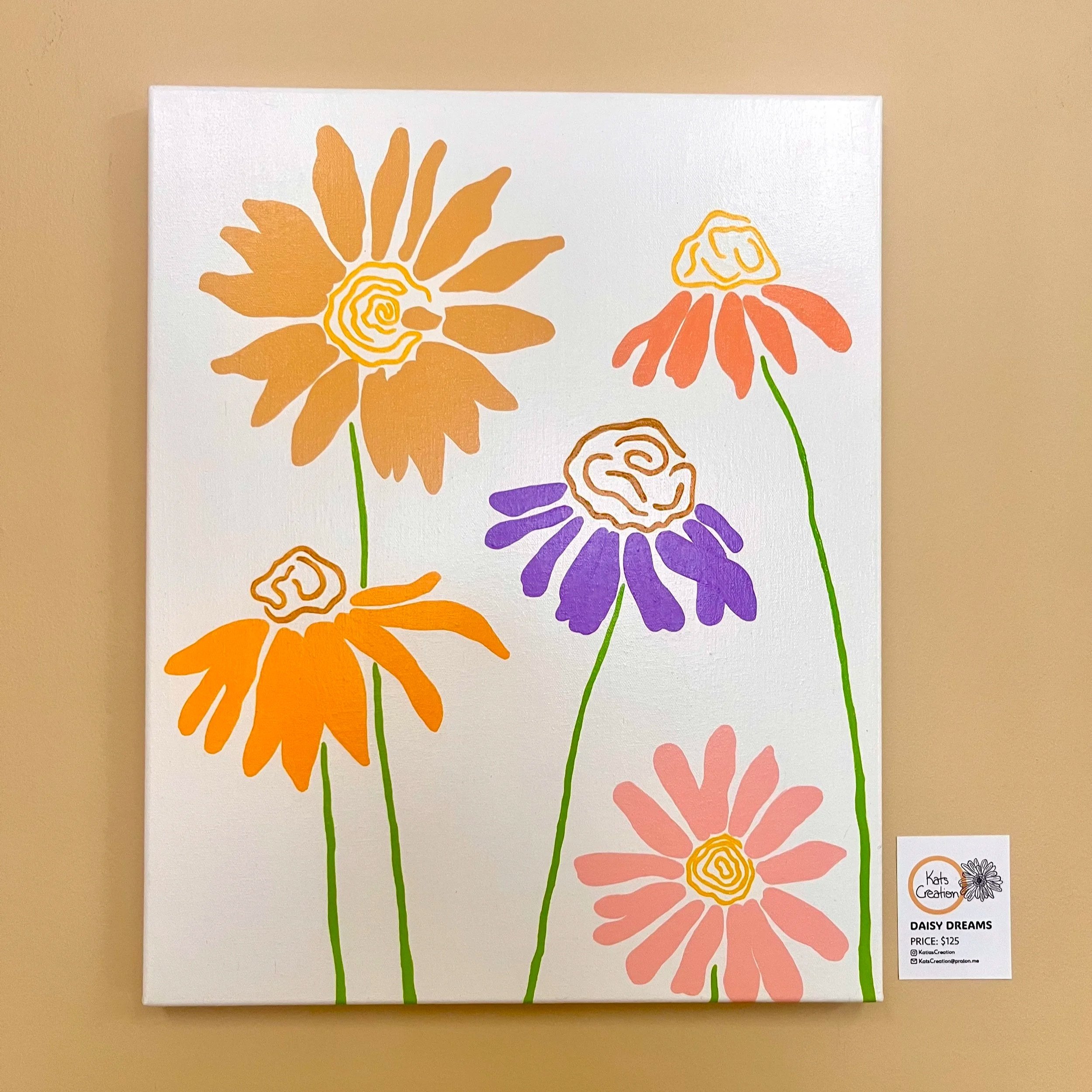 Daisy Daze   \\   Medium: Acrylic   \\   
Size: 16 x 20 in   \\   Can you smell the flowers, see them dancing in the sun in all their beauty.
