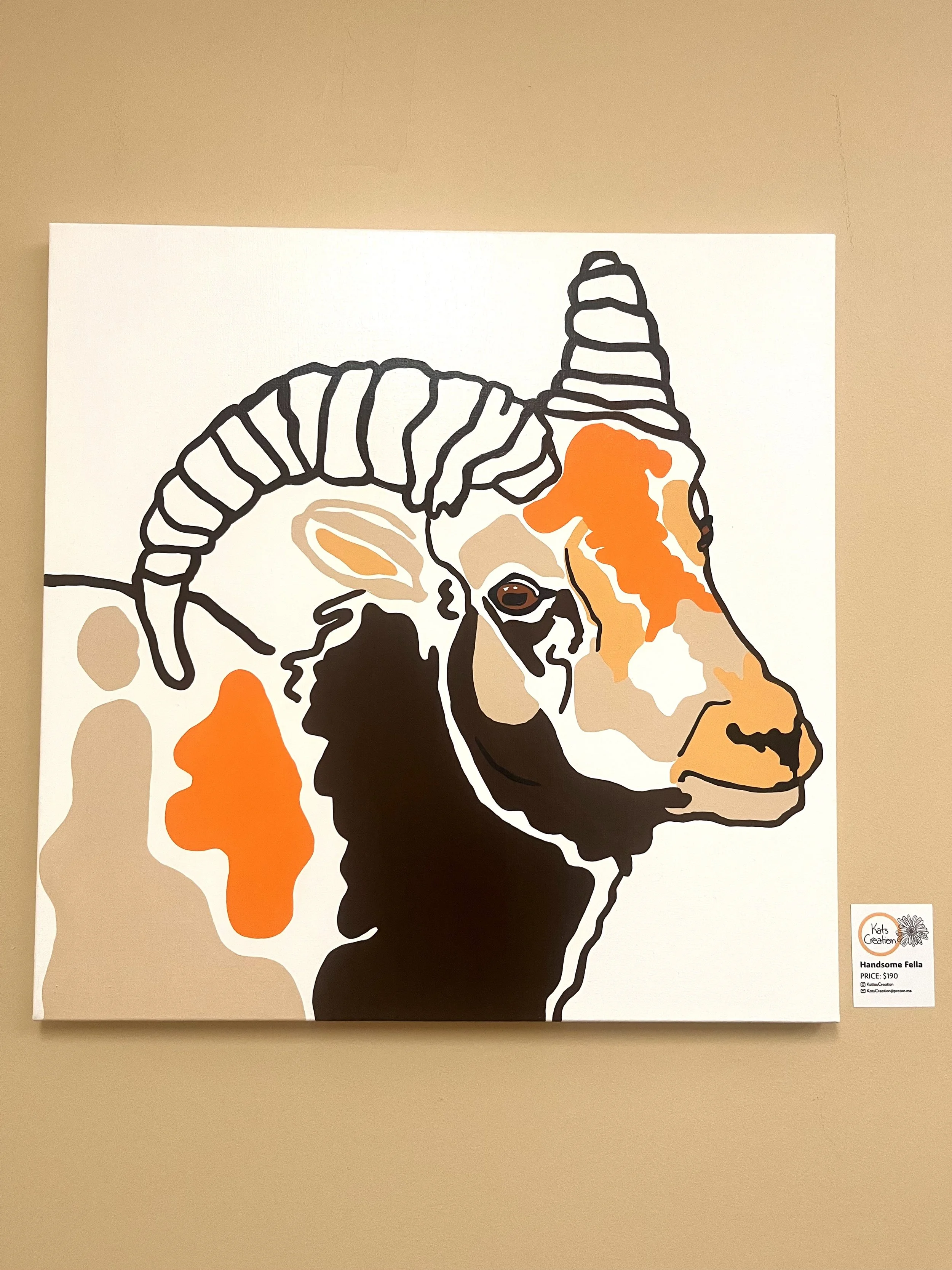 Handsome Fella (Bighorn Sheep)   \\   Medium: Acrylic   \\   Size: 24 x 24 in
