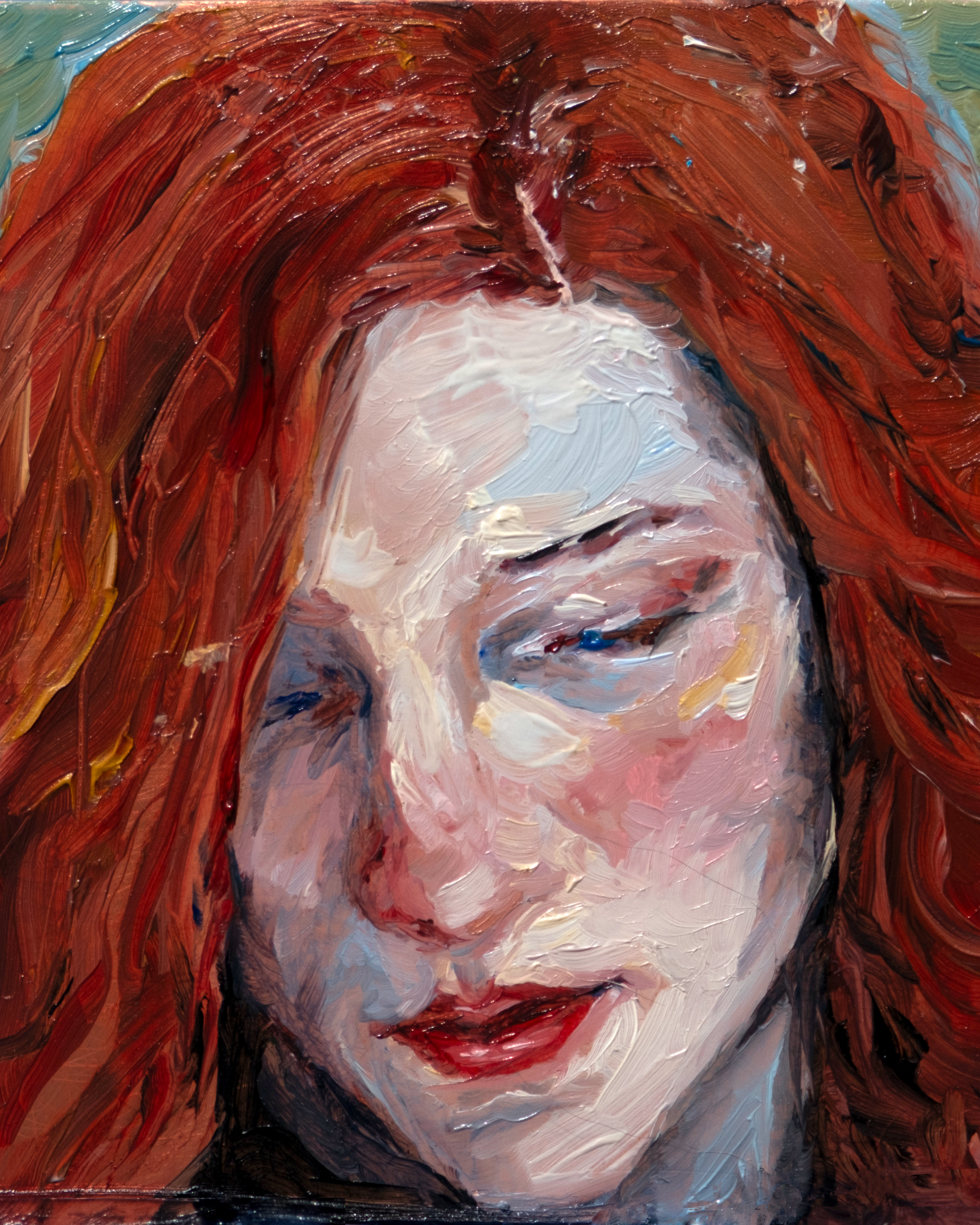 "Maiden" 

Harbinger mini series

2025 Oil on Copper 
2.5 x 3" 