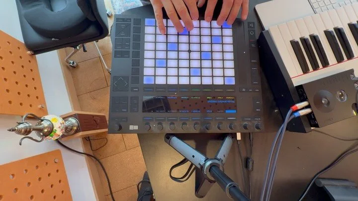 Improvising on the Ableton Push. When I just want to let rhythms rip in the form of melodies :) Some of my favorite music is music that constantly ornaments melody. A generous amount of notes is out of fashion! Sometimes it&rsquo;s harp or a mallet, 
