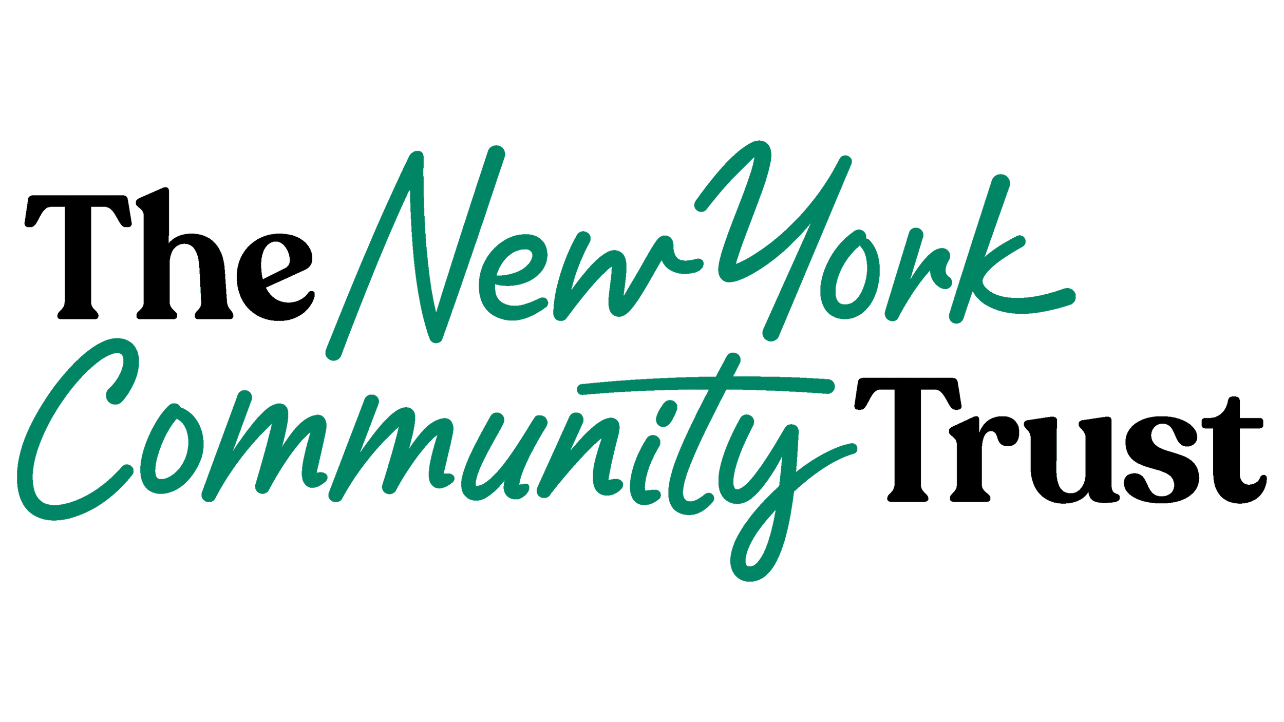 The words 'The New-York Community Trust' are written in a mix of bold, black outline, and teal script font.