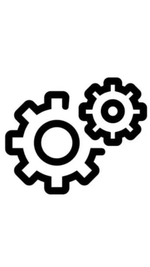 Icon showing two linked gears to represent a process.