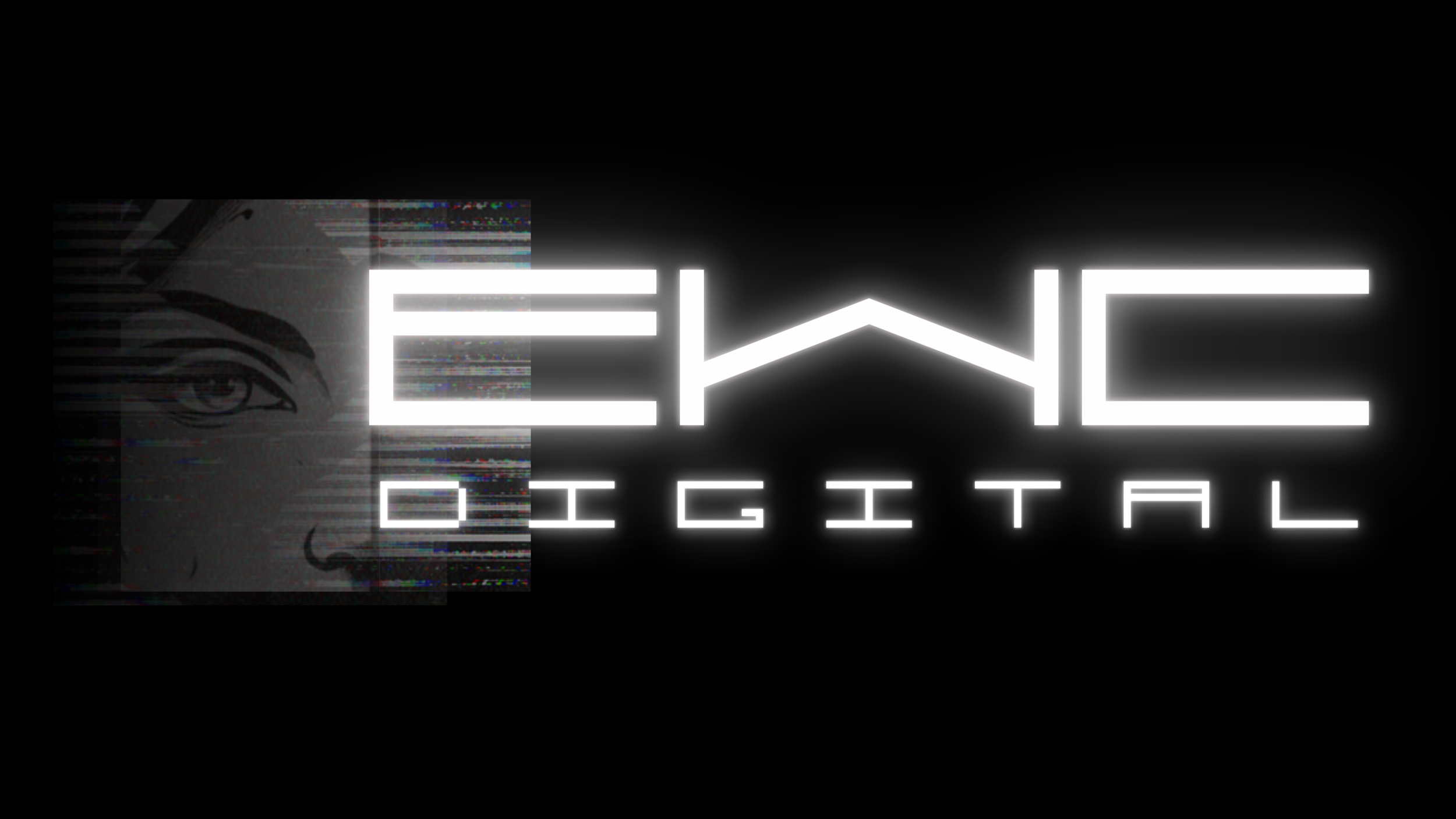 A digital graphic with the text 'EYE' and 'DIGITAL' in bright white, stylized font against a black background, with a portrait of a person's eye partially covered and distorted on the left side.