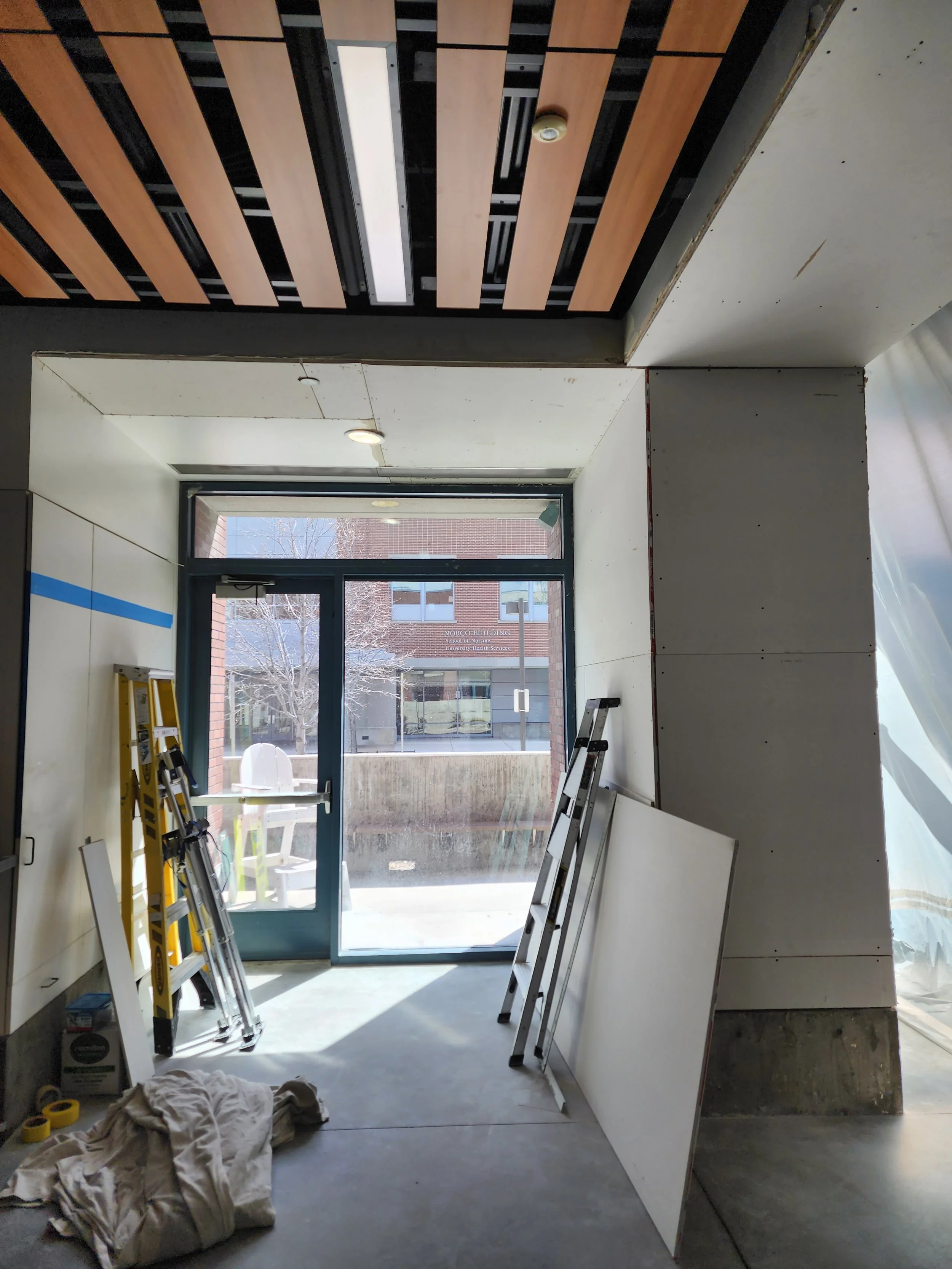 Drywall installation and commercial interior renovation project by Evolution Drywall & Restoration