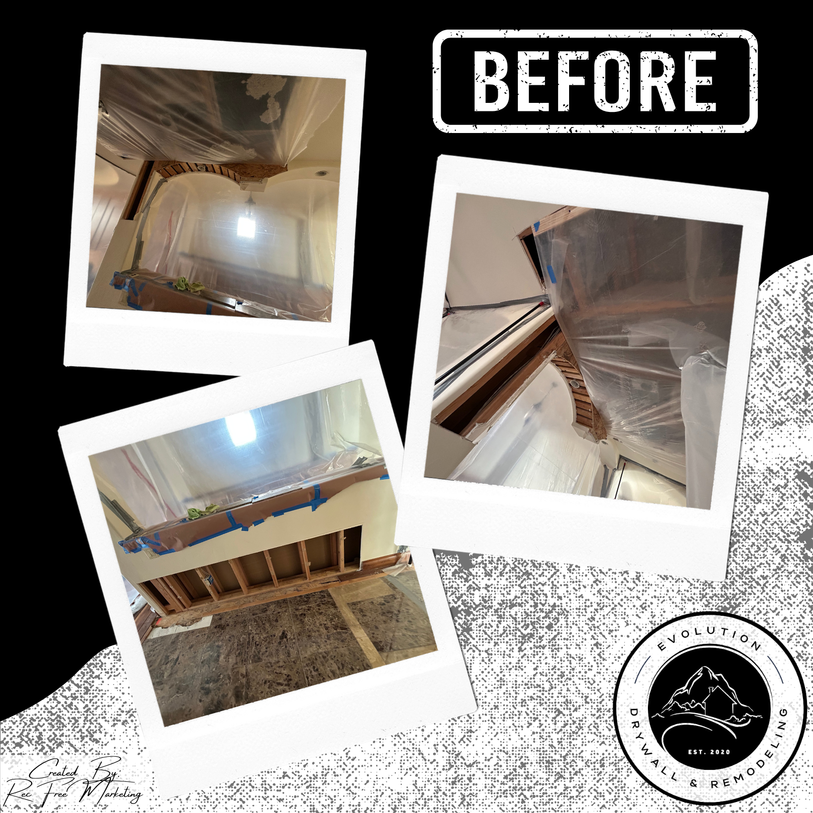 Bathroom renovation in progress including drywall, framing, and tile installation by Evolution Drywall & Restoration