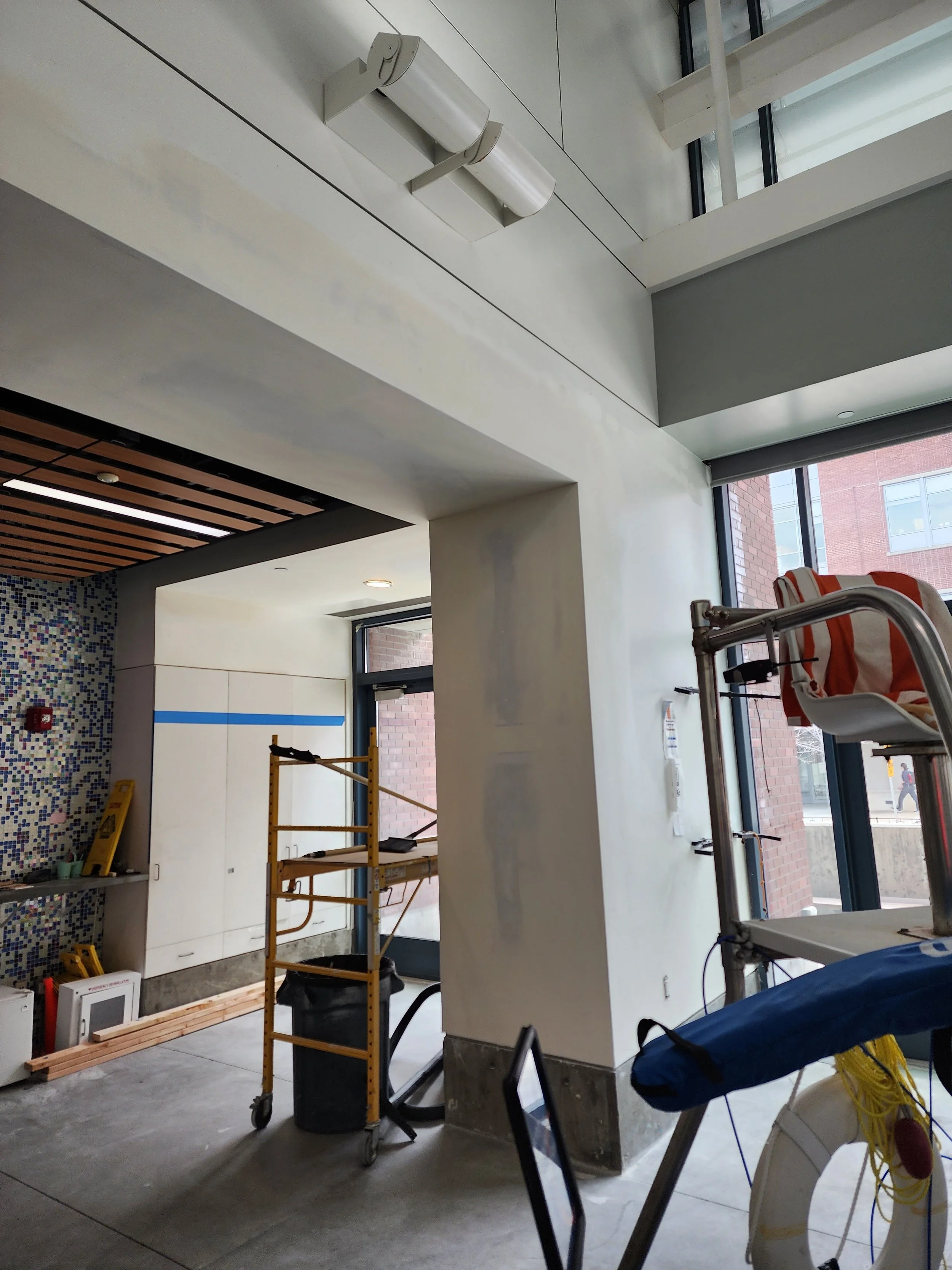 Commercial restoration and interior renovation in progress by Evolution Drywall & Restoration