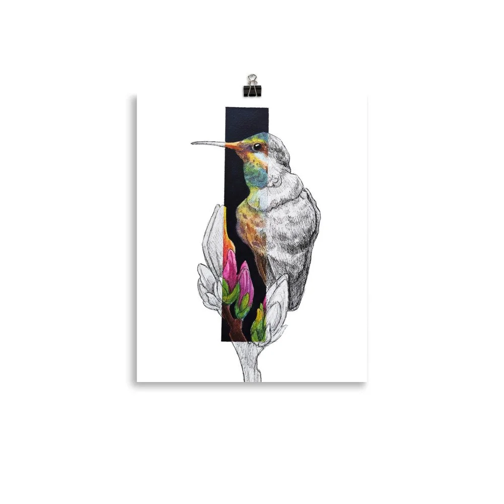 Here and Now Hummingbird watercolor print