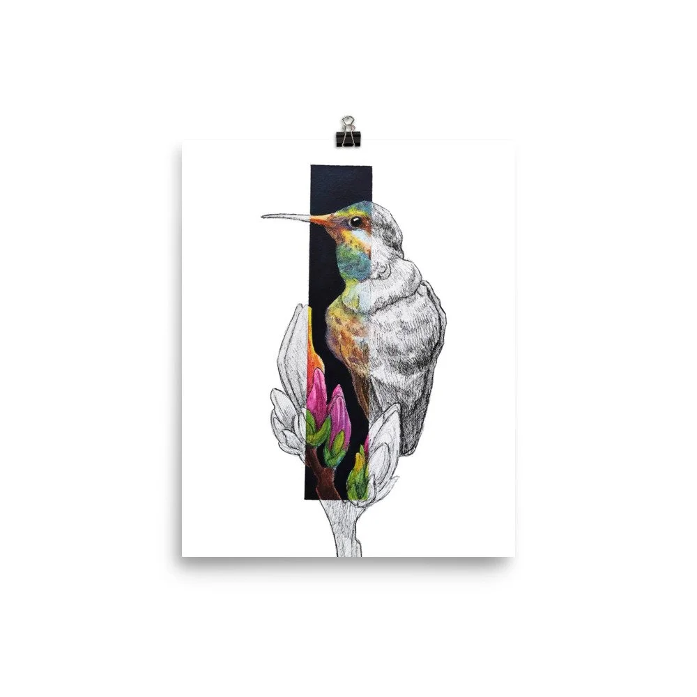 Here and Now Hummingbird watercolor print