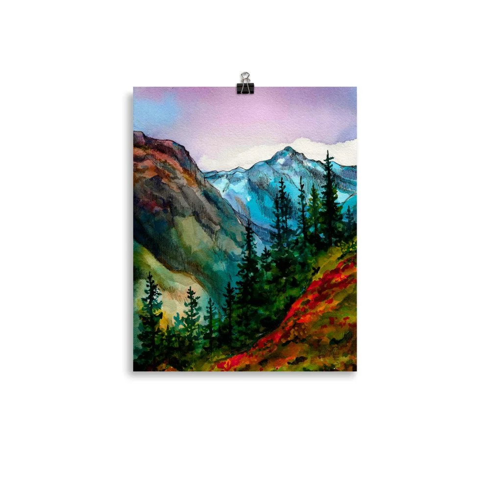 Worth it watercolor mountain print