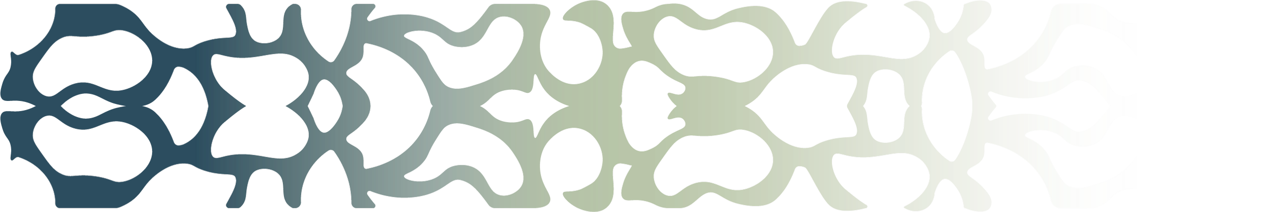 A colorful, abstract illustration of interconnected organic shapes resembling coral or cellular structures, transitioning from blue on the left to green on the right.