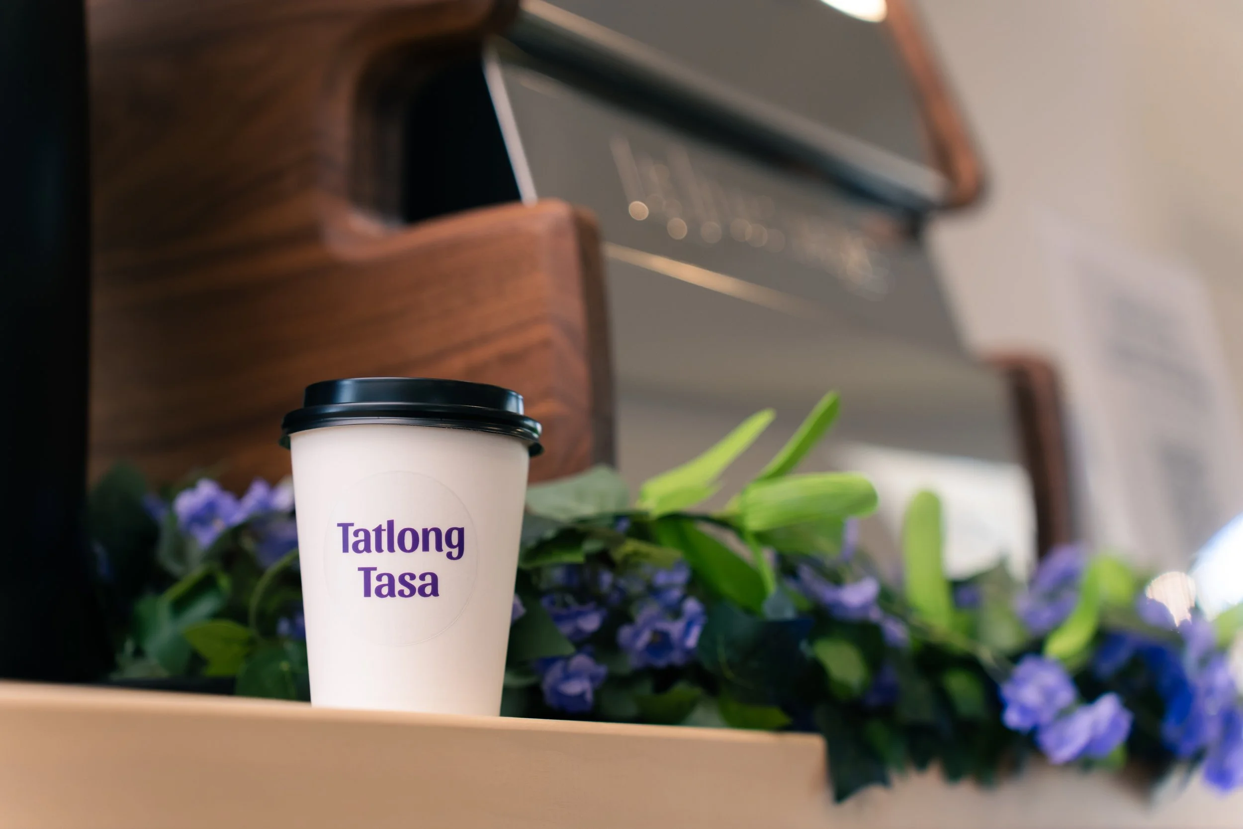‘Tatlong Tasa’ custom branded coffee cup.