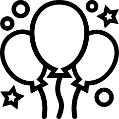 Clipart of balloons at a party event.