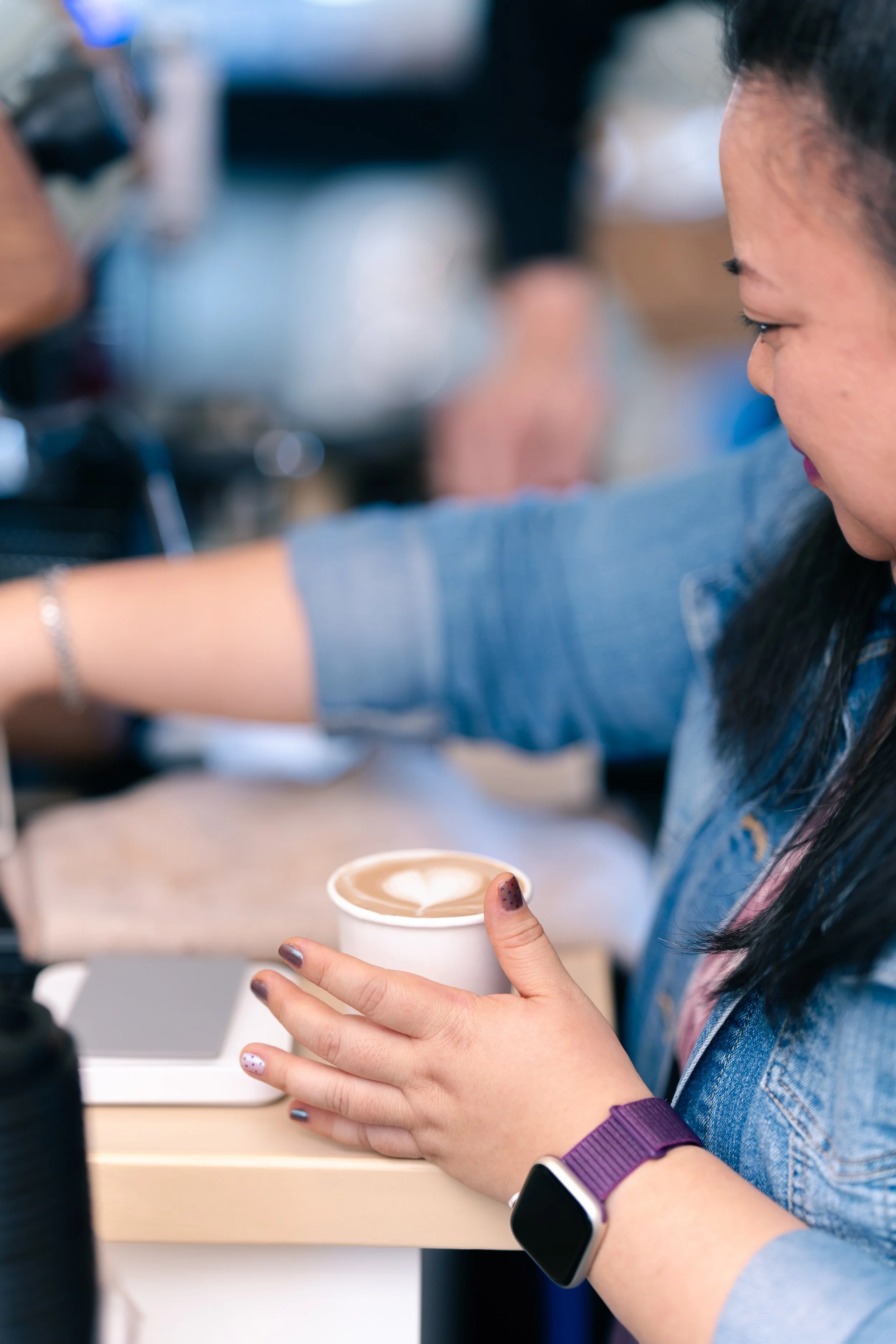 heart latte art on coffee cart.