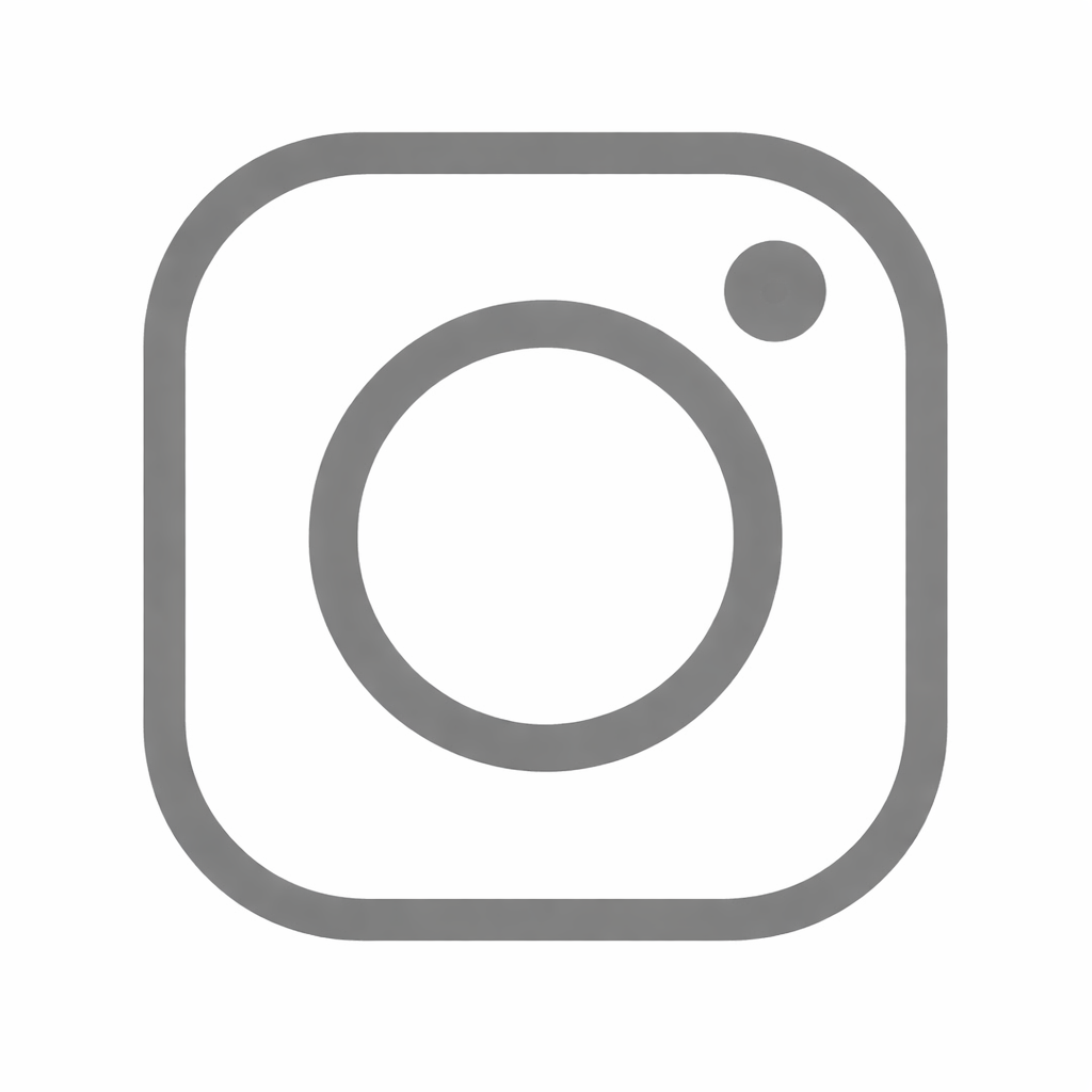 Gray Instagram icon with a camera outline and a small circle in the upper right corner.