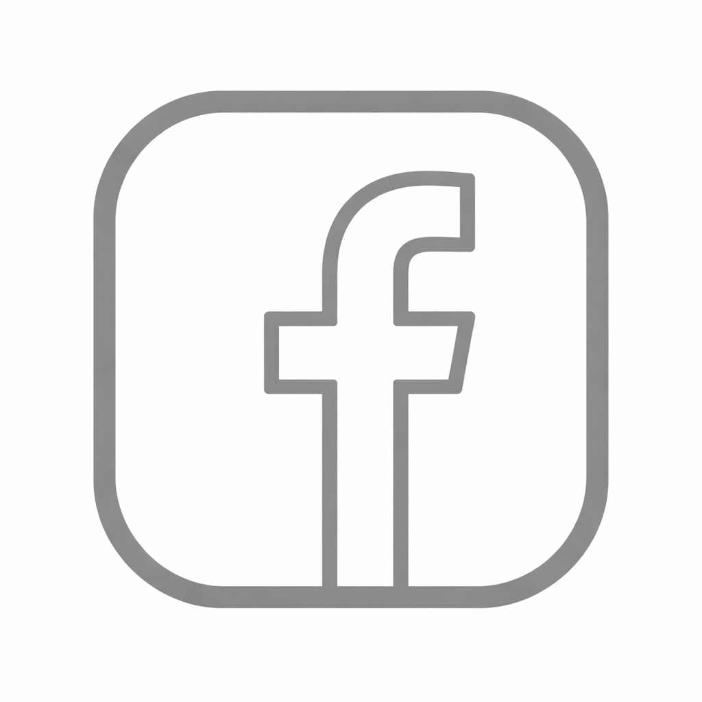 Outline of the Facebook app icon with a gray border and a stylized lowercase 'f' in the center.