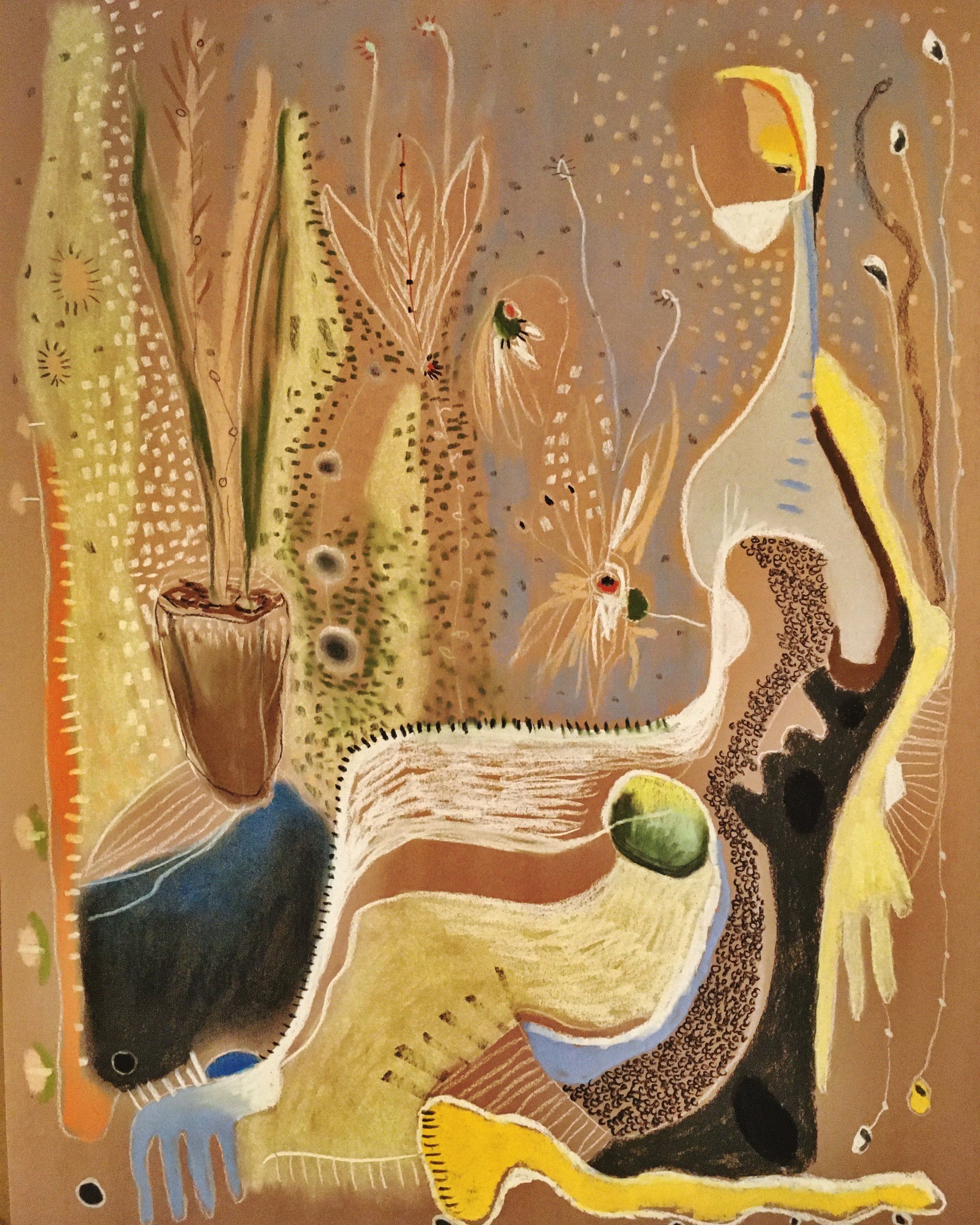 stop and make sense, chalk pastel on paper, 18 x 24"